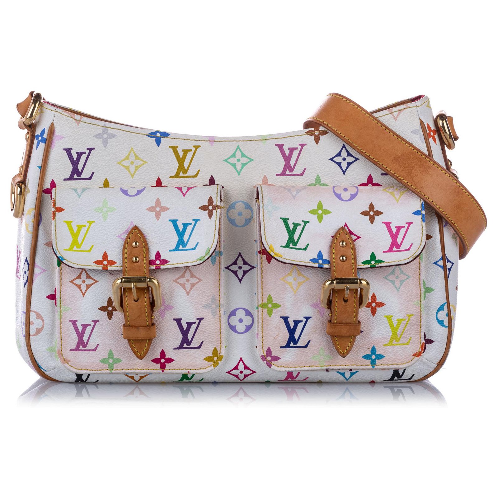 Louis Vuitton White Canvas Monogram Leather Trim Handbag
