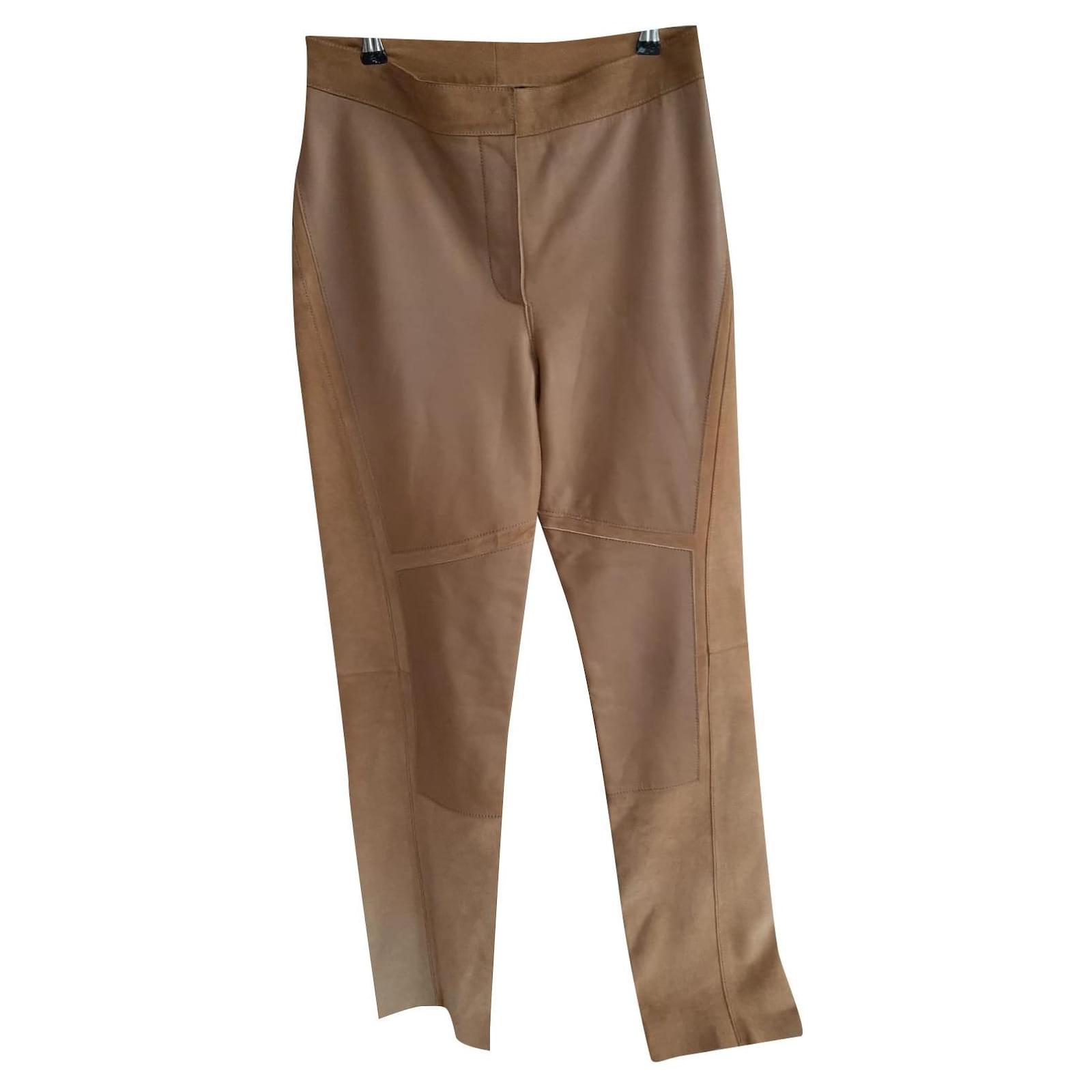 Dkny Pants, leggings Brown Leather ref 
