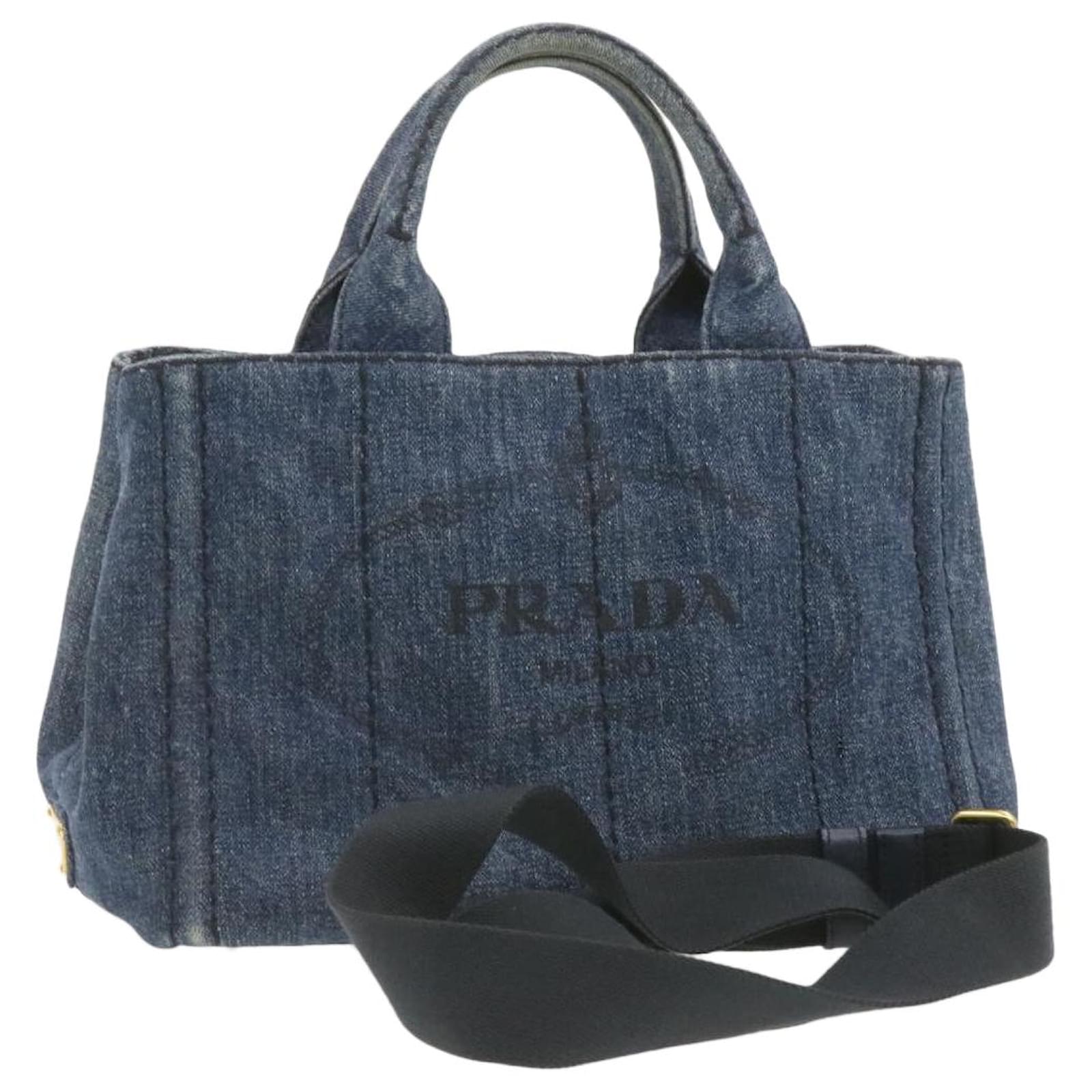 prada canapa denim bag