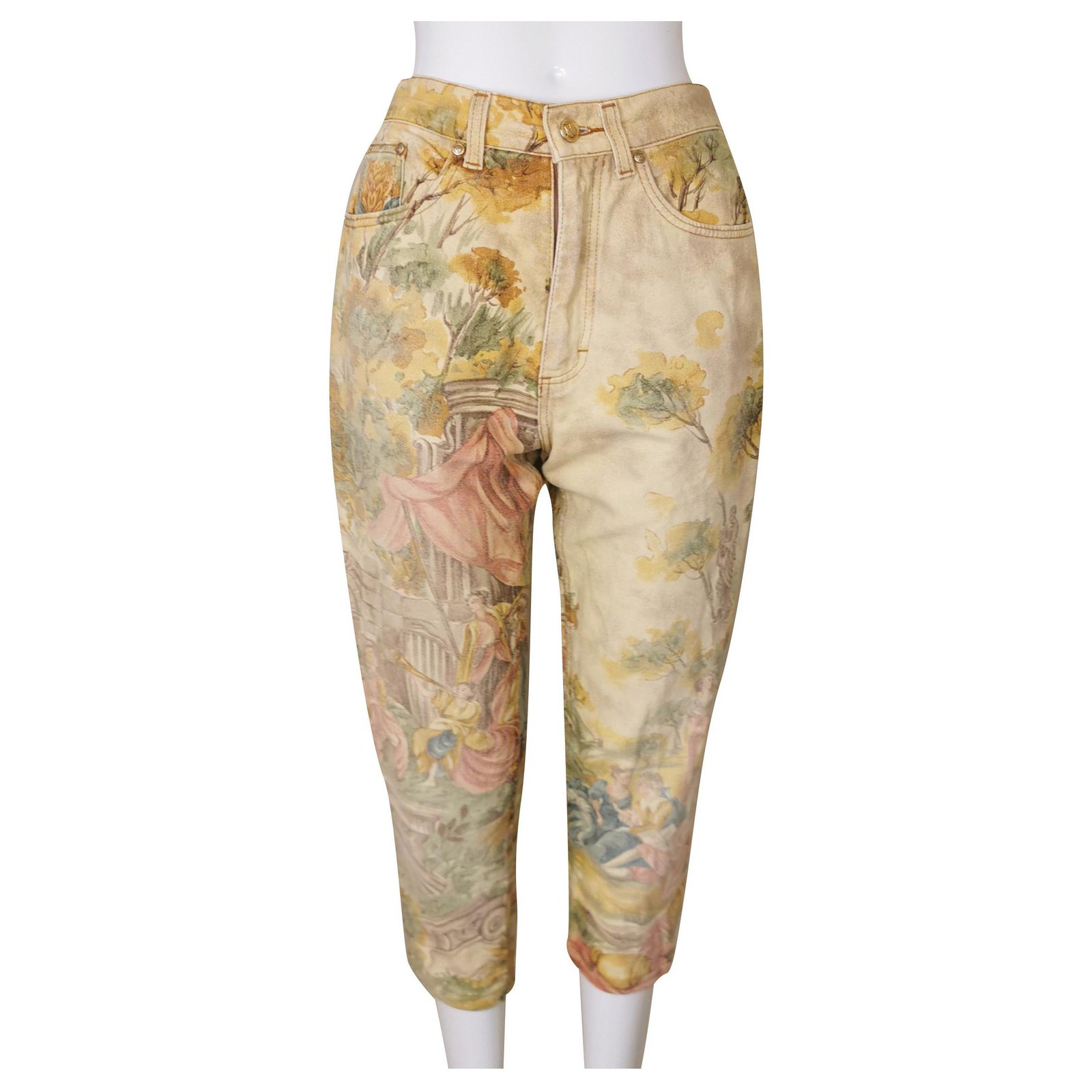 Roberto Cavalli pre-owned green patterned flare trousers | SOTT