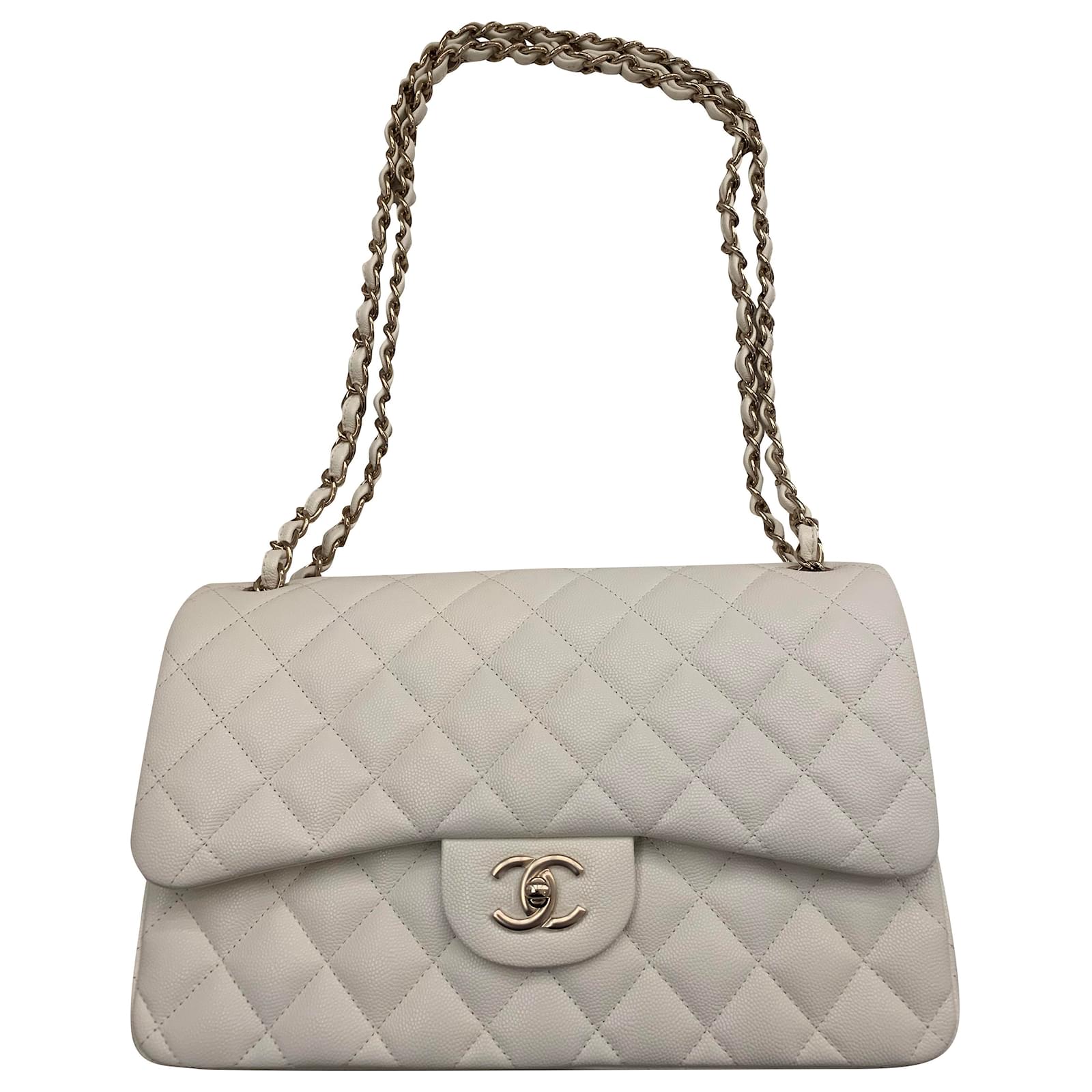 Chanel Jumbo White Leather ref.247098 Joli Closet