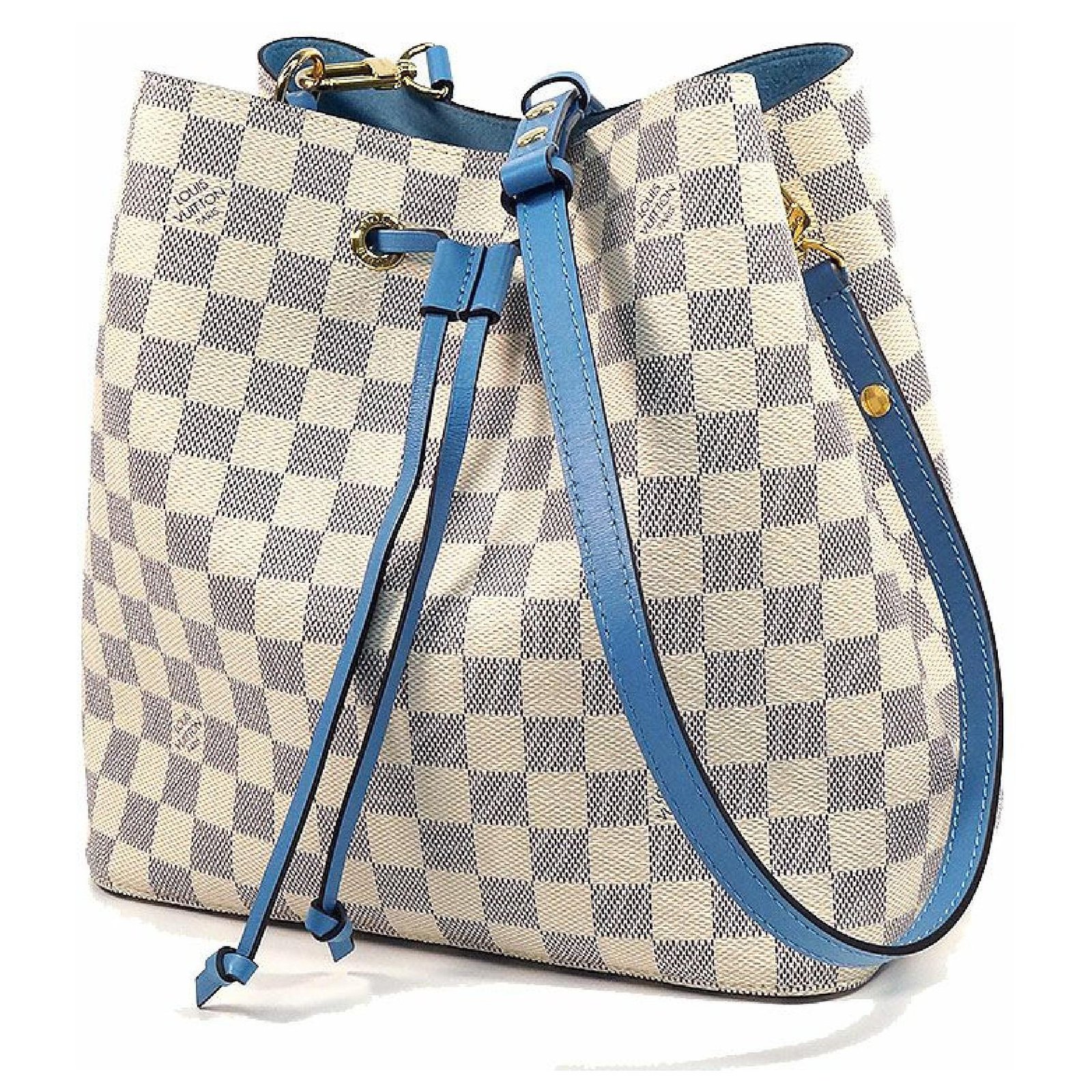 Louis Vuitton NEONOE N40153 Shoulder Bag Damier Azur White Gray Light Blue  Auth