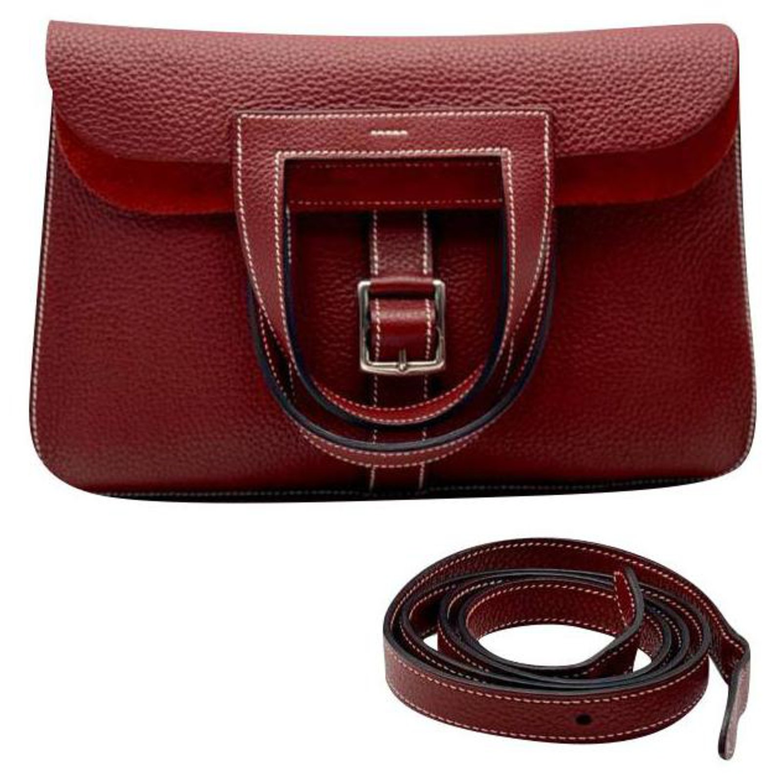 Hermès HALZAN 31 Handbags Leather Red 