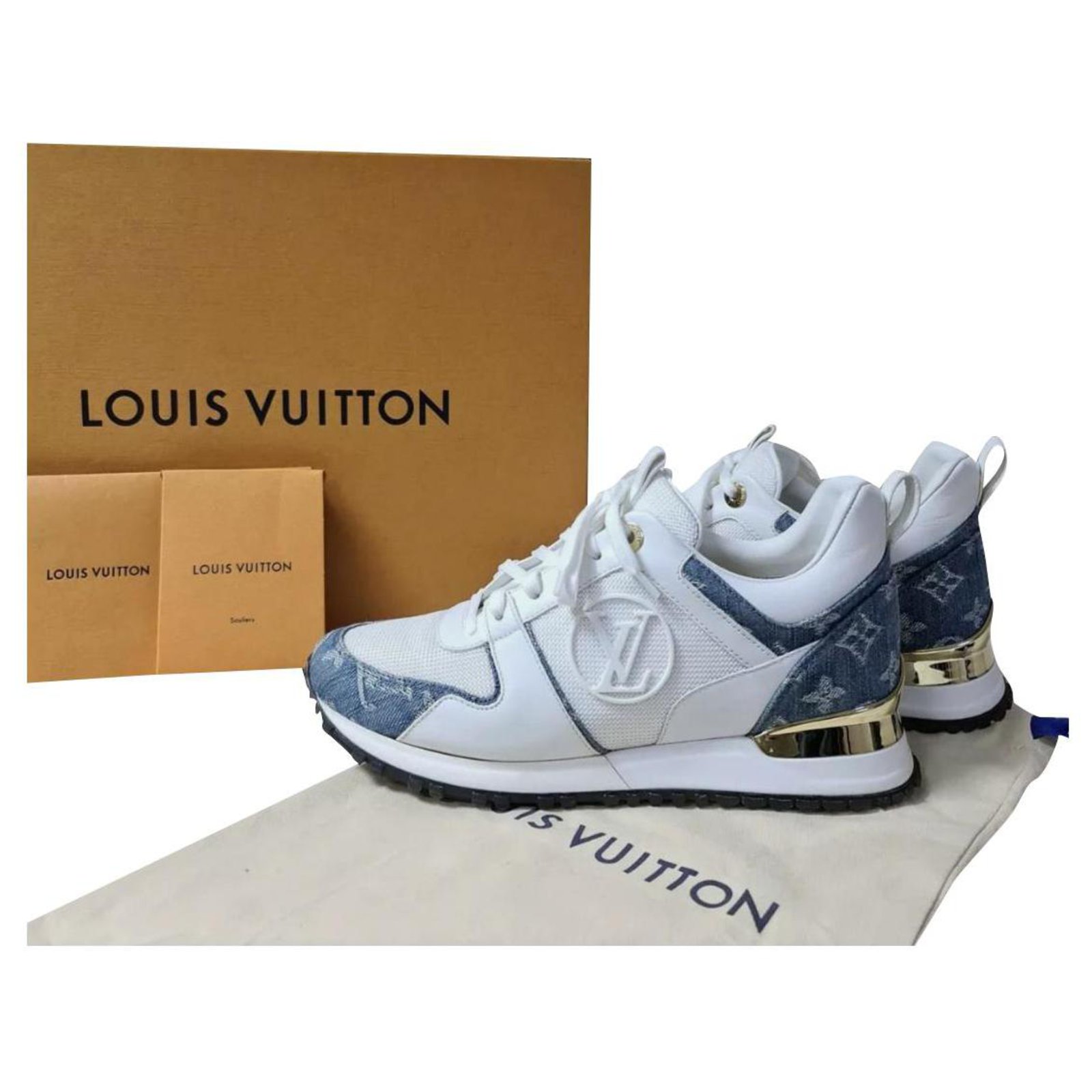 Louis Vuitton Monogram Denim White Leather Low Tops Trainers Sneakers Sz.37  Multiple colors ref.248494 - Joli Closet