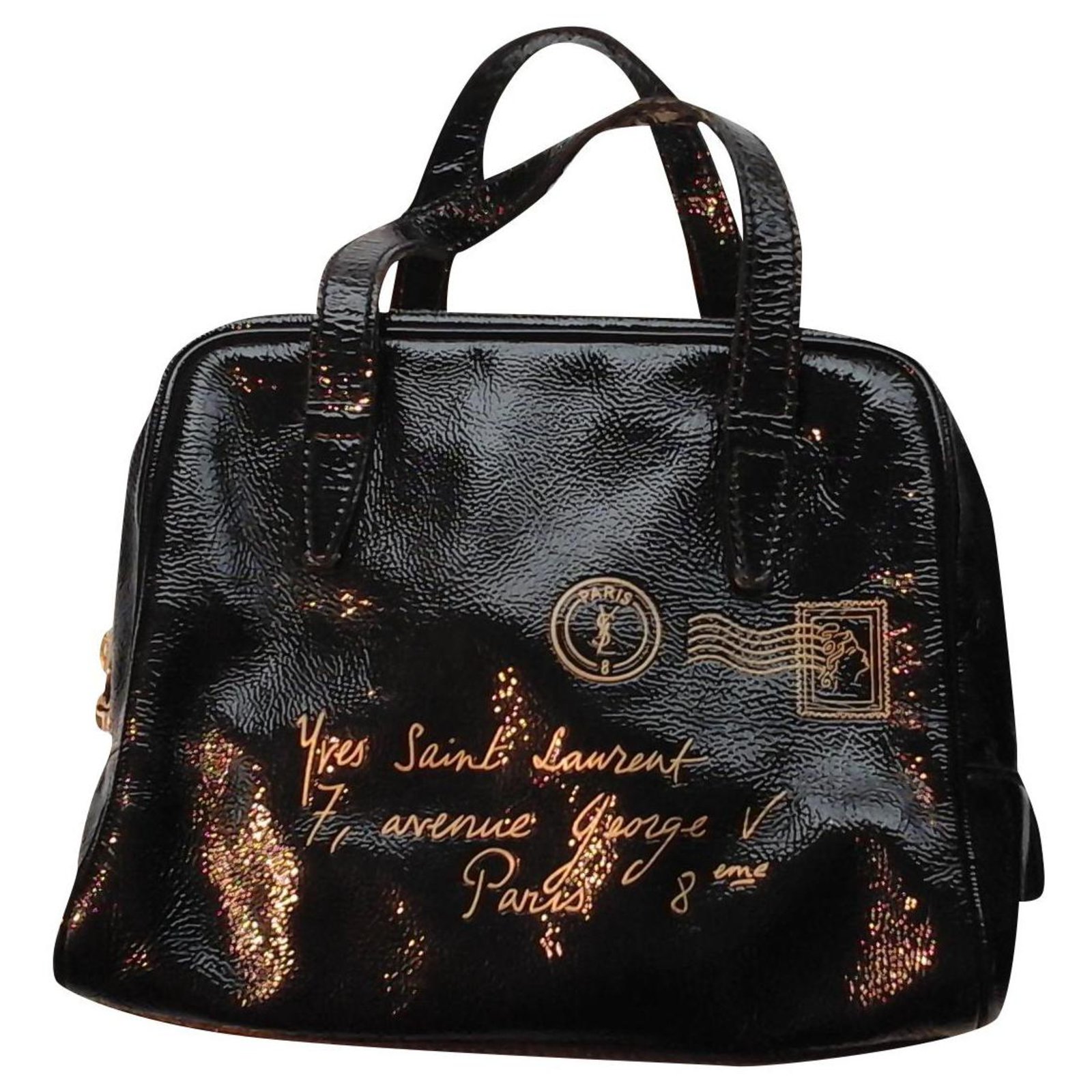 Yves Saint Laurent Black Textured Leather Large Chyc Shoulder Bag