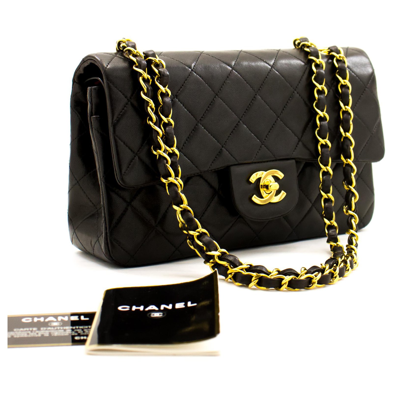 Chanel 2.55 lined flap 9 Classic Chain Shoulder Bag Black Purse
