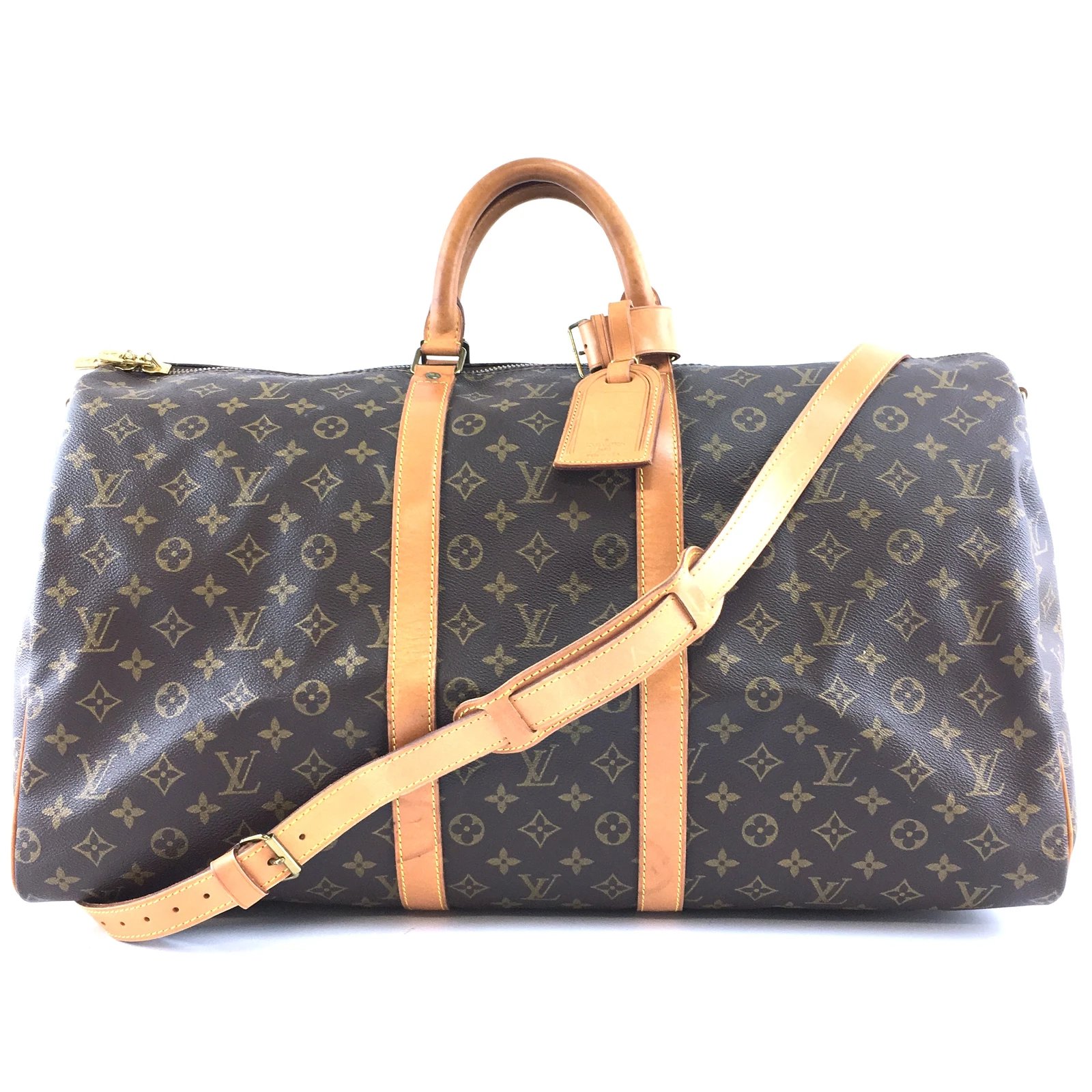 Louis Vuitton Keepall 55 Bandouliere Monogram Canvas Brown Leather