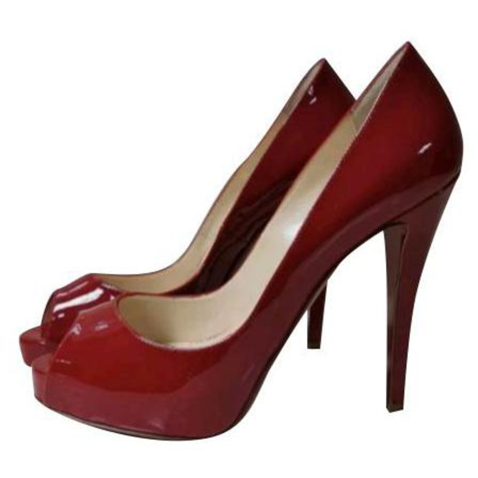 Christian Louboutin Red Patent Leather Lady Peep Toe Platform