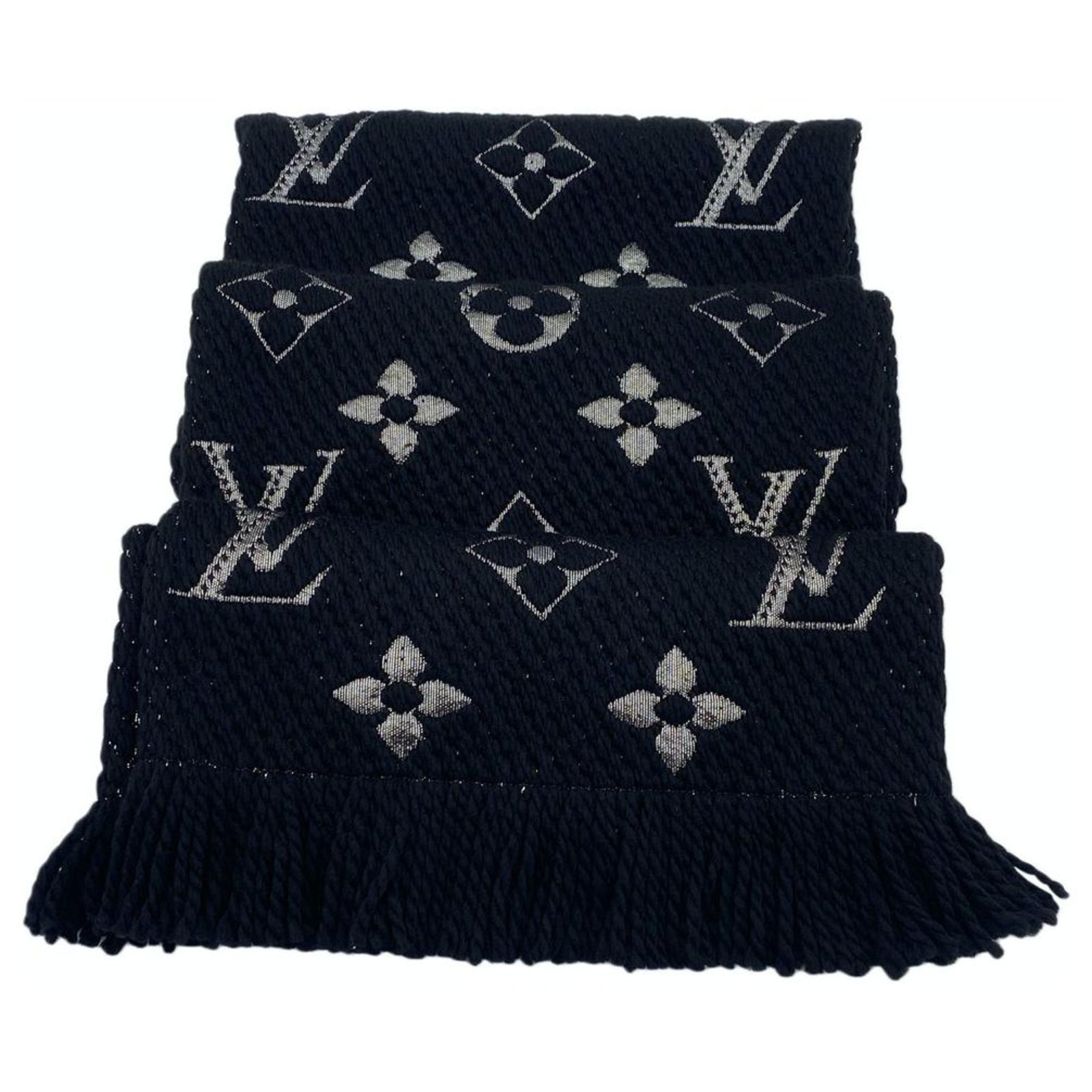 Écharpe Louis Vuitton en laine Logomania grise Tissu Noir ref.202273 - Joli  Closet