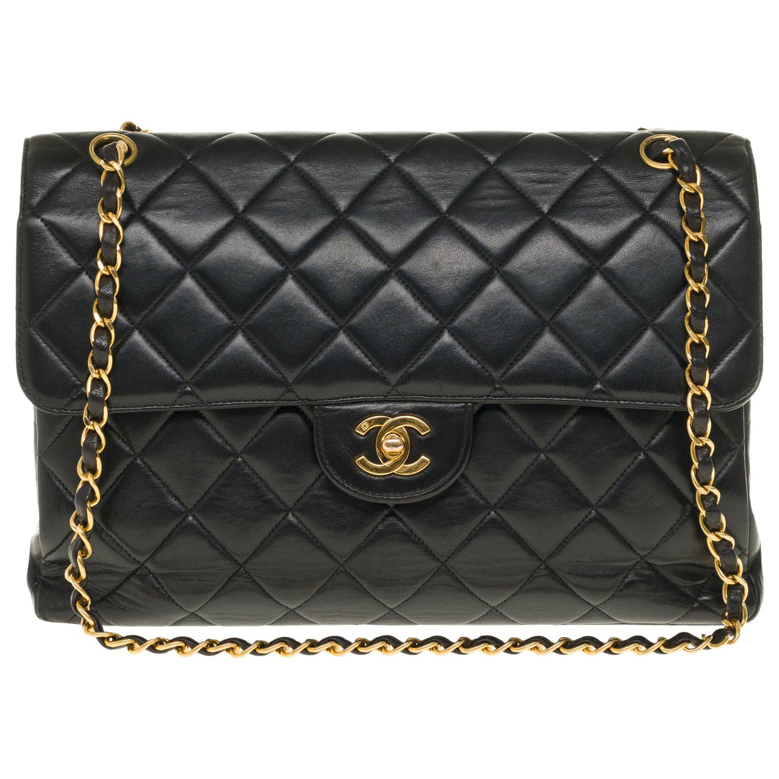 RARE CHANEL TIMELESS JUMBO lined-SIDED HANDBAG BLACK QUILTED