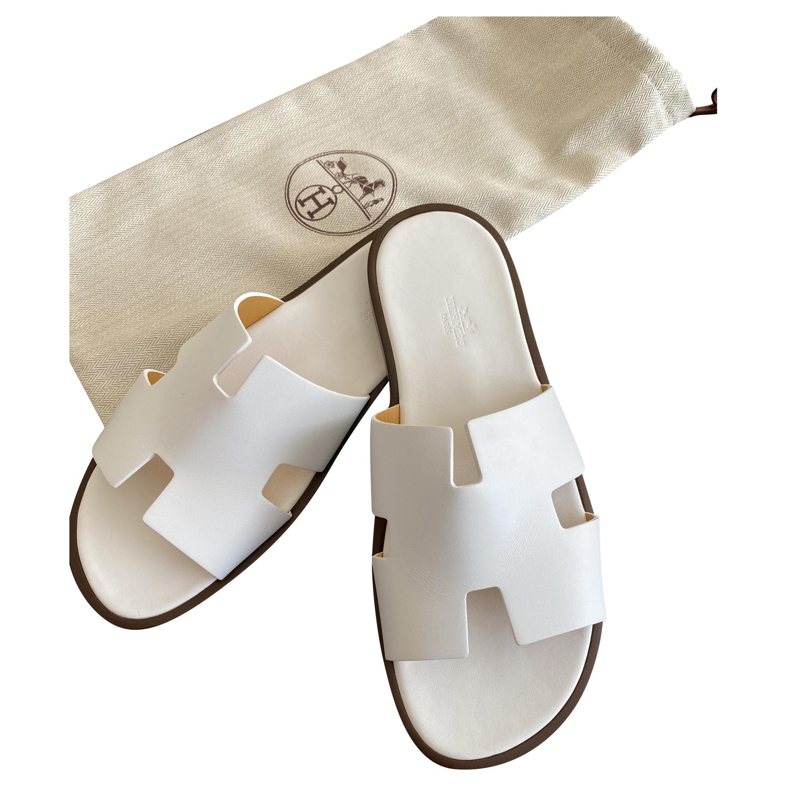 Hermès Men Sandals White Leather ref.250177 - Joli Closet