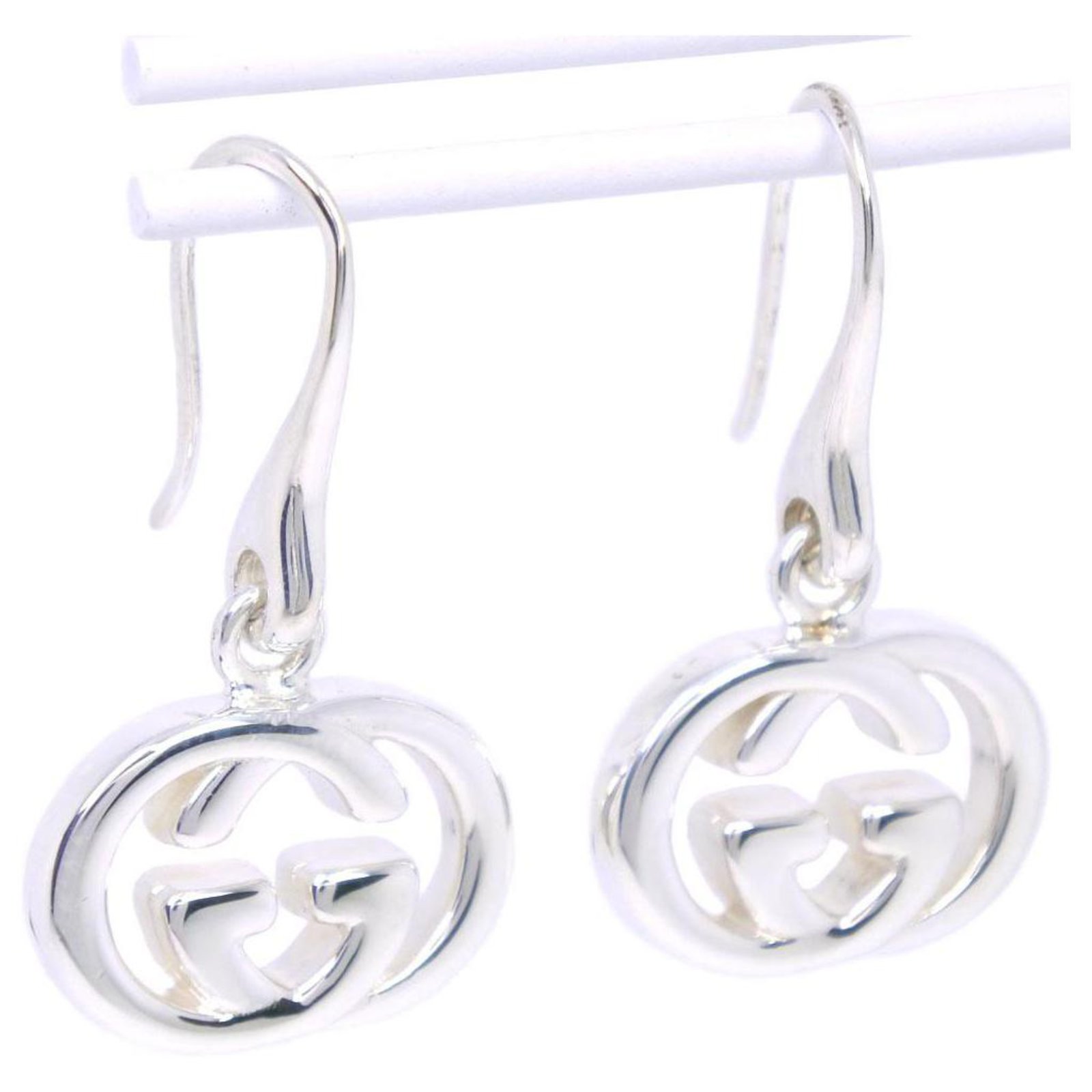 silver interlocking g earrings