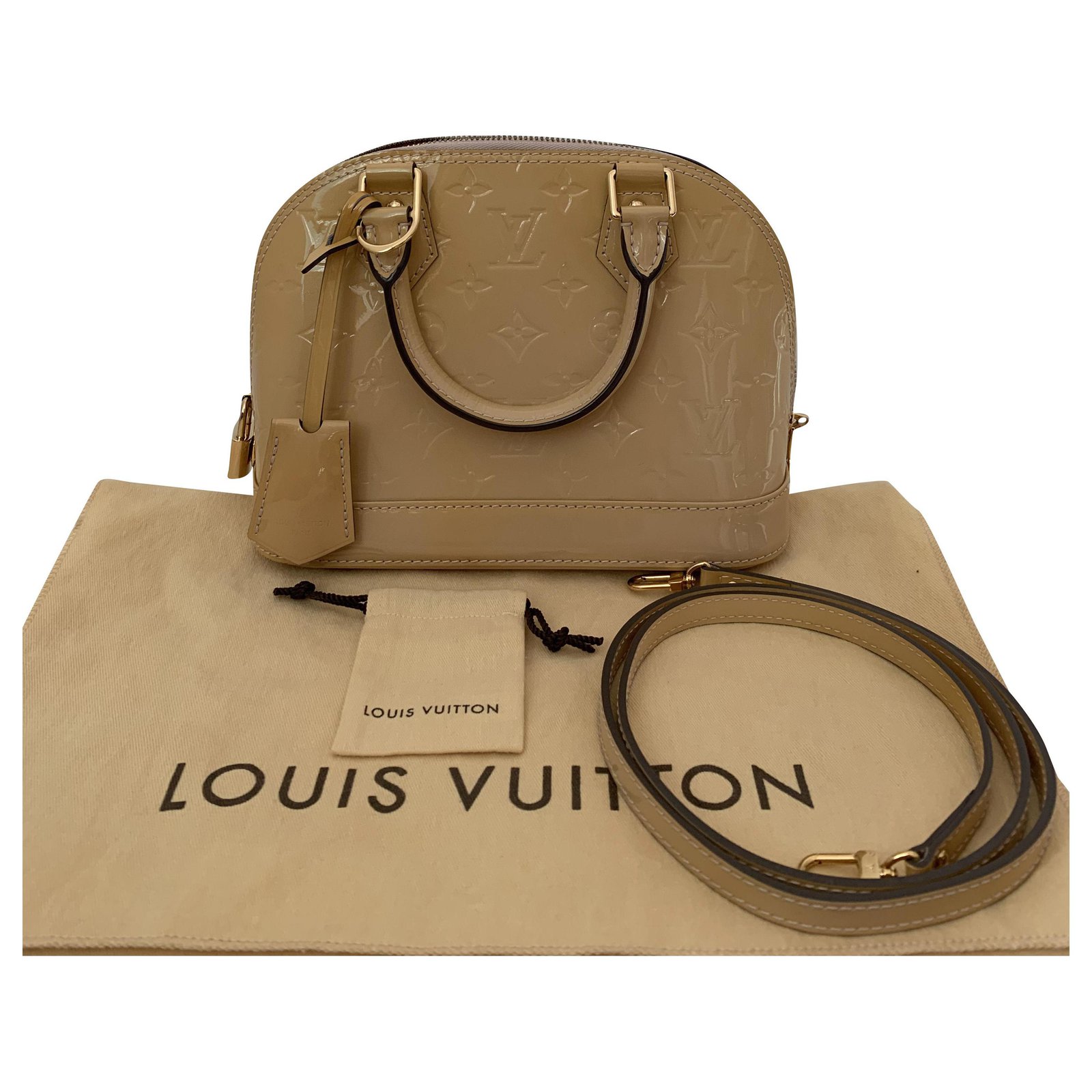 Alma bb patent leather handbag Louis Vuitton Beige in Patent leather -  20239133