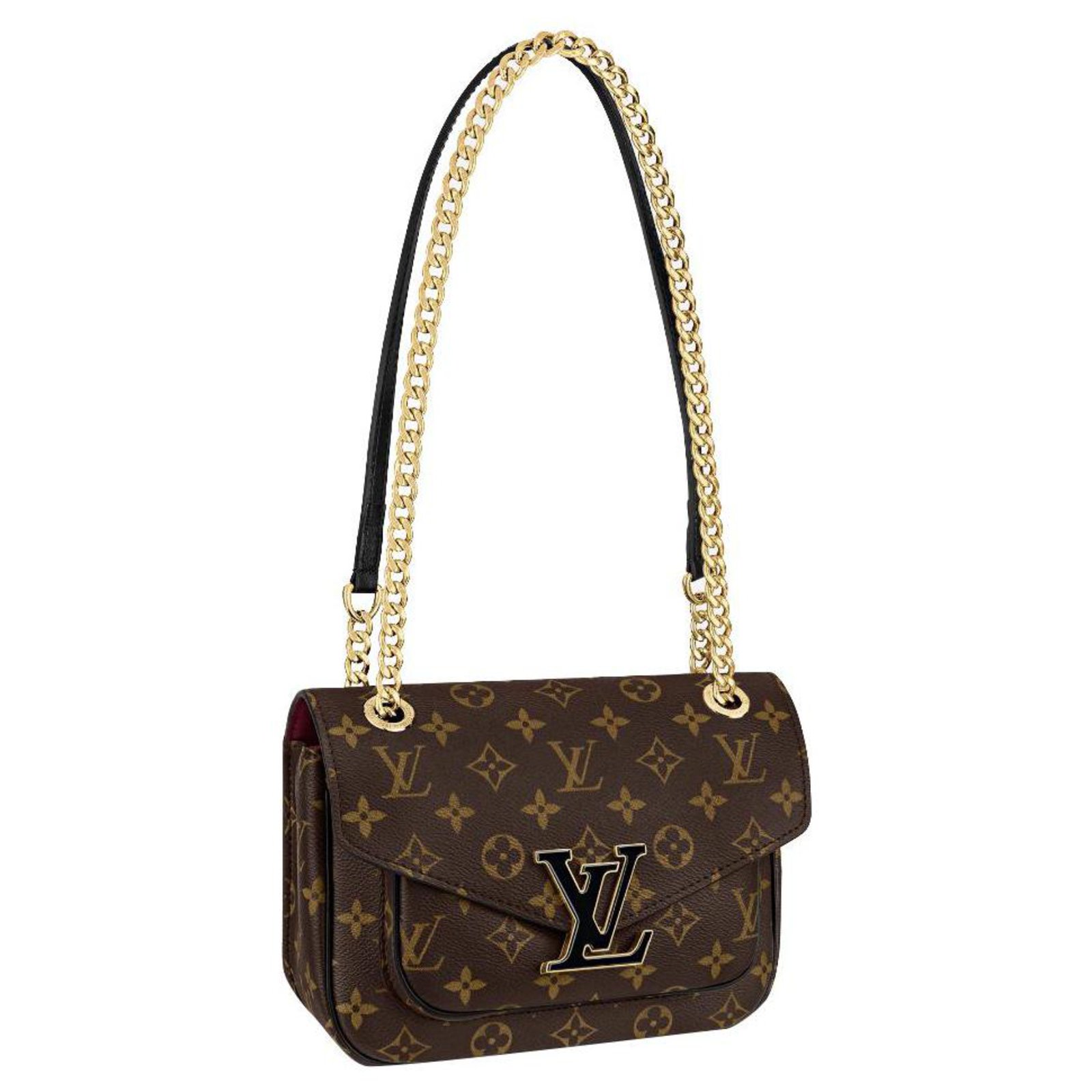 louis vuitton brown bag with gold chain