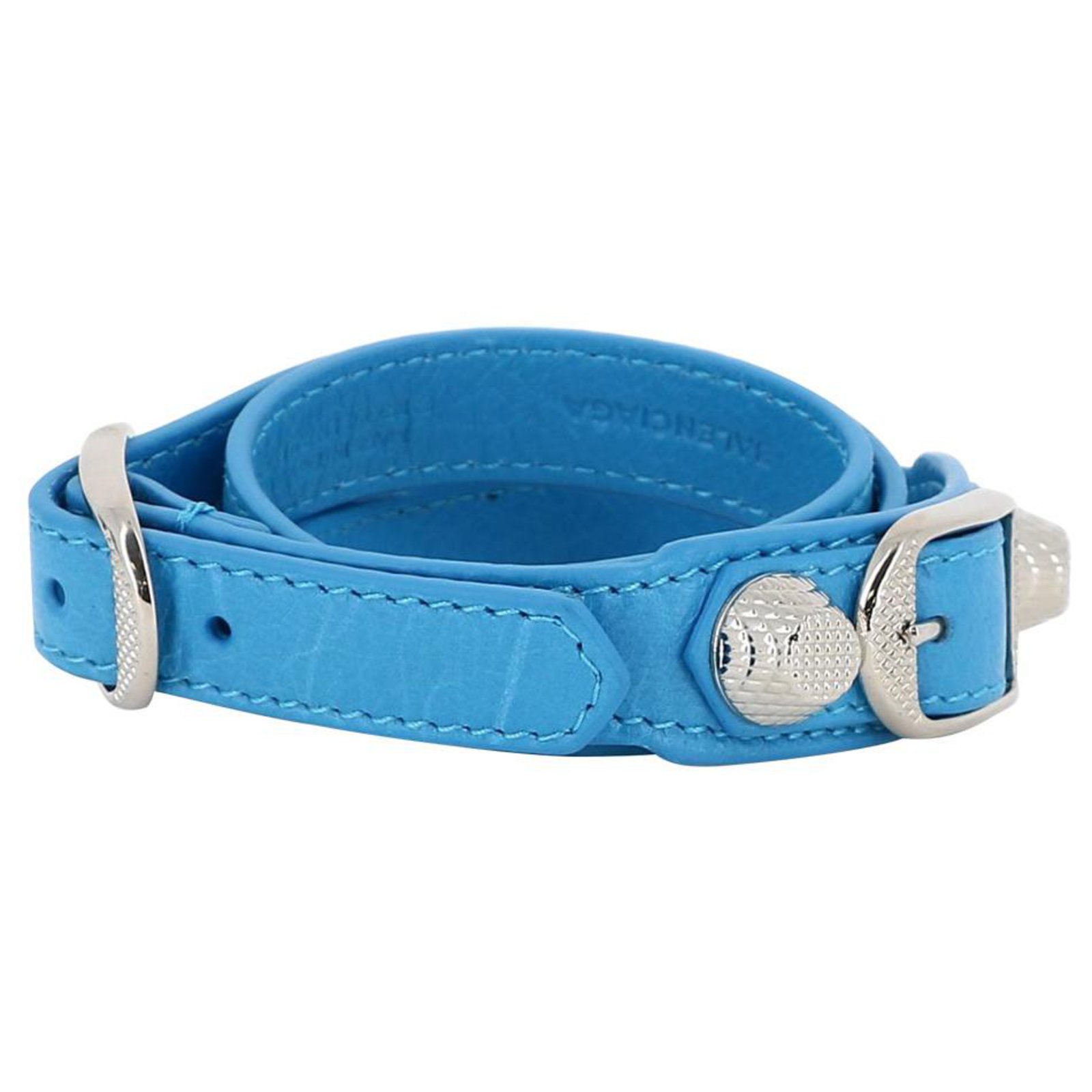 Leather bracelet Balenciaga Blue in Leather - 39168480