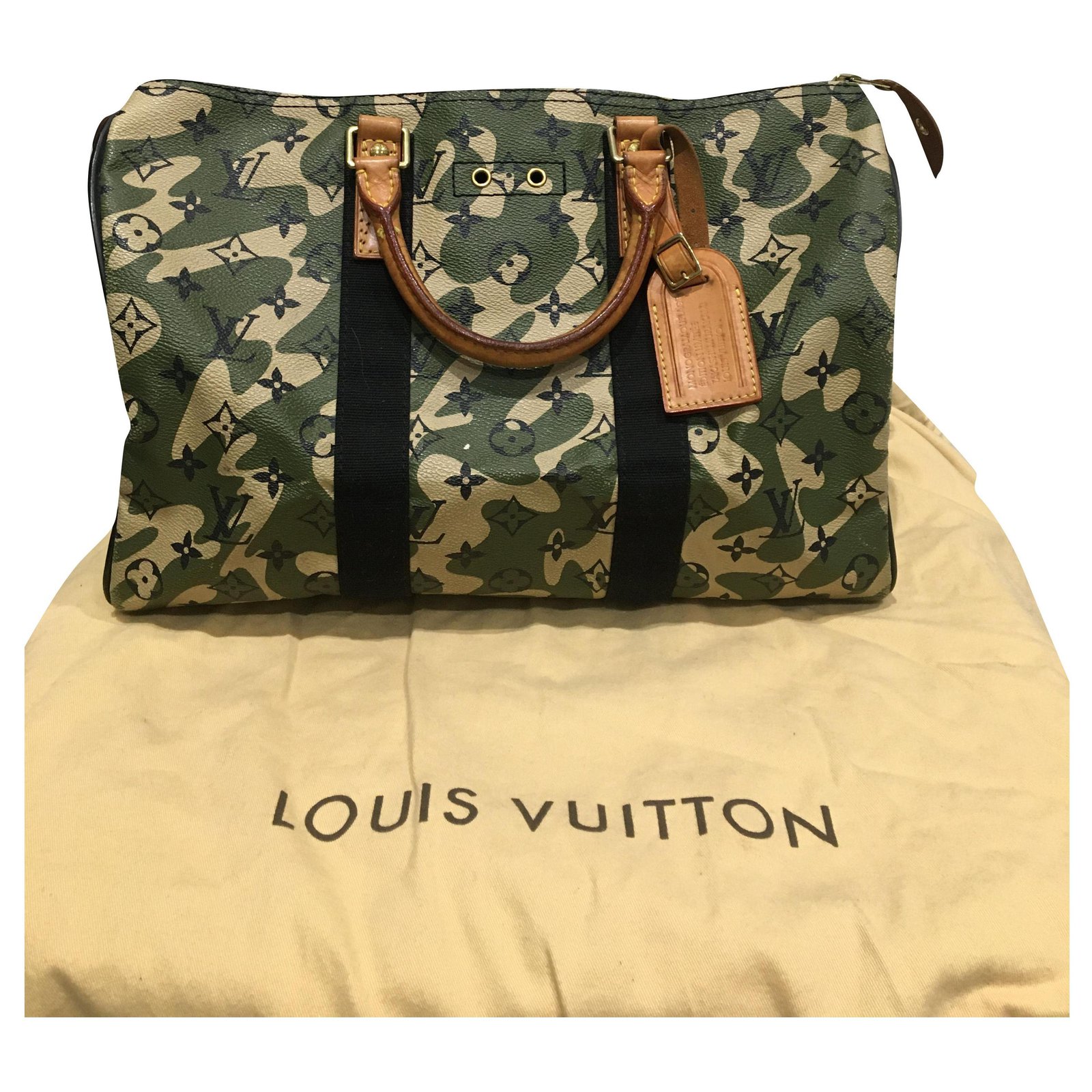 Louis Vuitton Speedy takashi murakami Khaki Leather ref.252608 - Joli Closet