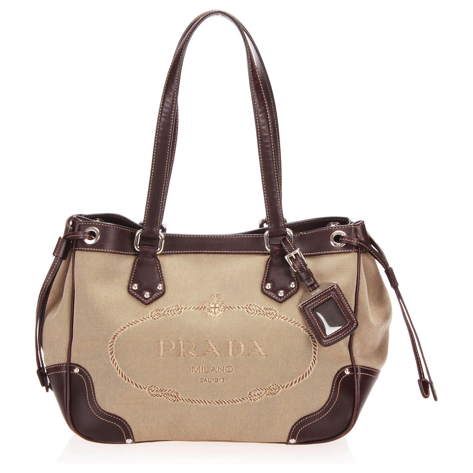 Prada Vintage - Canapa Canvas Tote Bag - Brown Beige - Leather Handbag -  Luxury High Quality - Avvenice