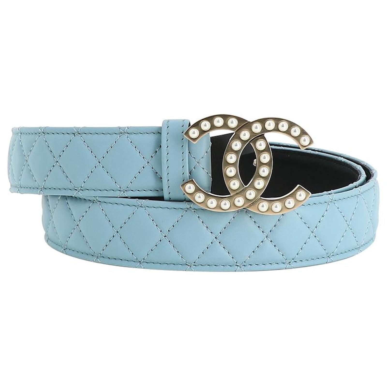 CHANEL Belt Blue Leather Joli Closet