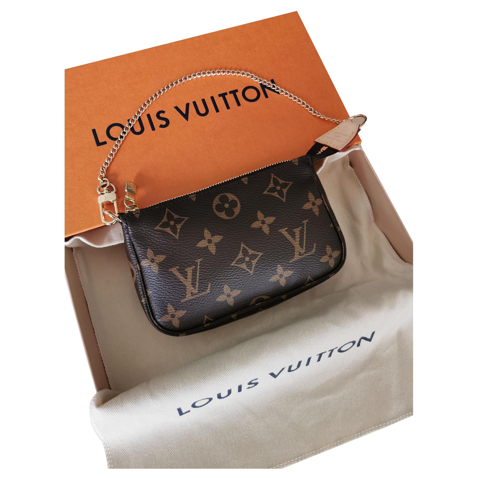 Louis Vuitton Mini Pochette accessoires Damier Ebene Gold hardware Cloth  ref.253234 - Joli Closet