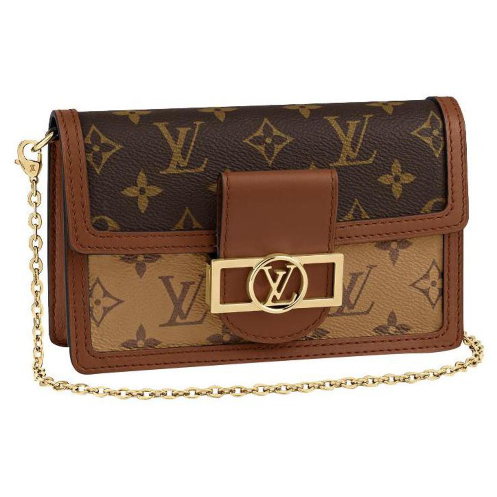 Louis Vuitton LV Dauphine chain wallet new Brown Leather ref