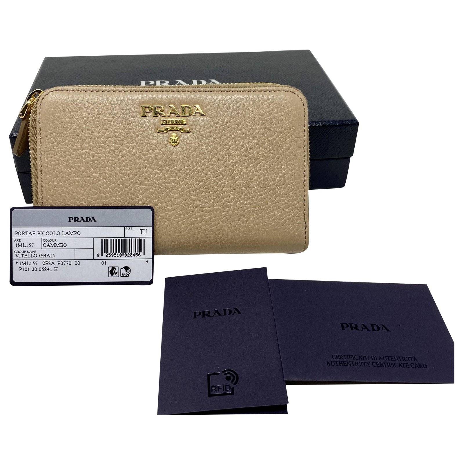 Prada Cipria Vitello Grain Leather Card Holder