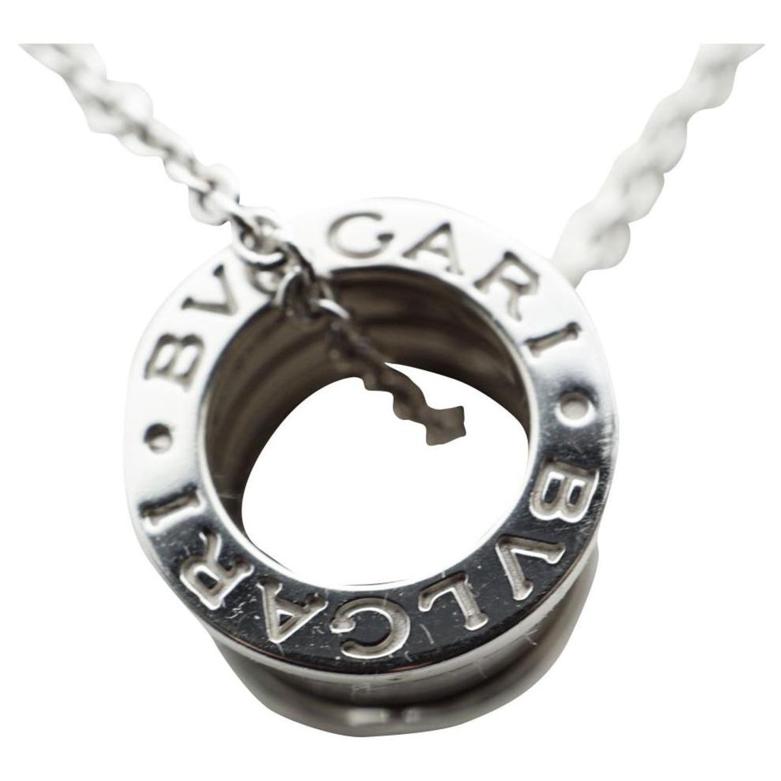 Bulgari Bvlgari  necklace with small round pendant, both in 18kt  white gold Silvery Gold hardware  - Joli Closet