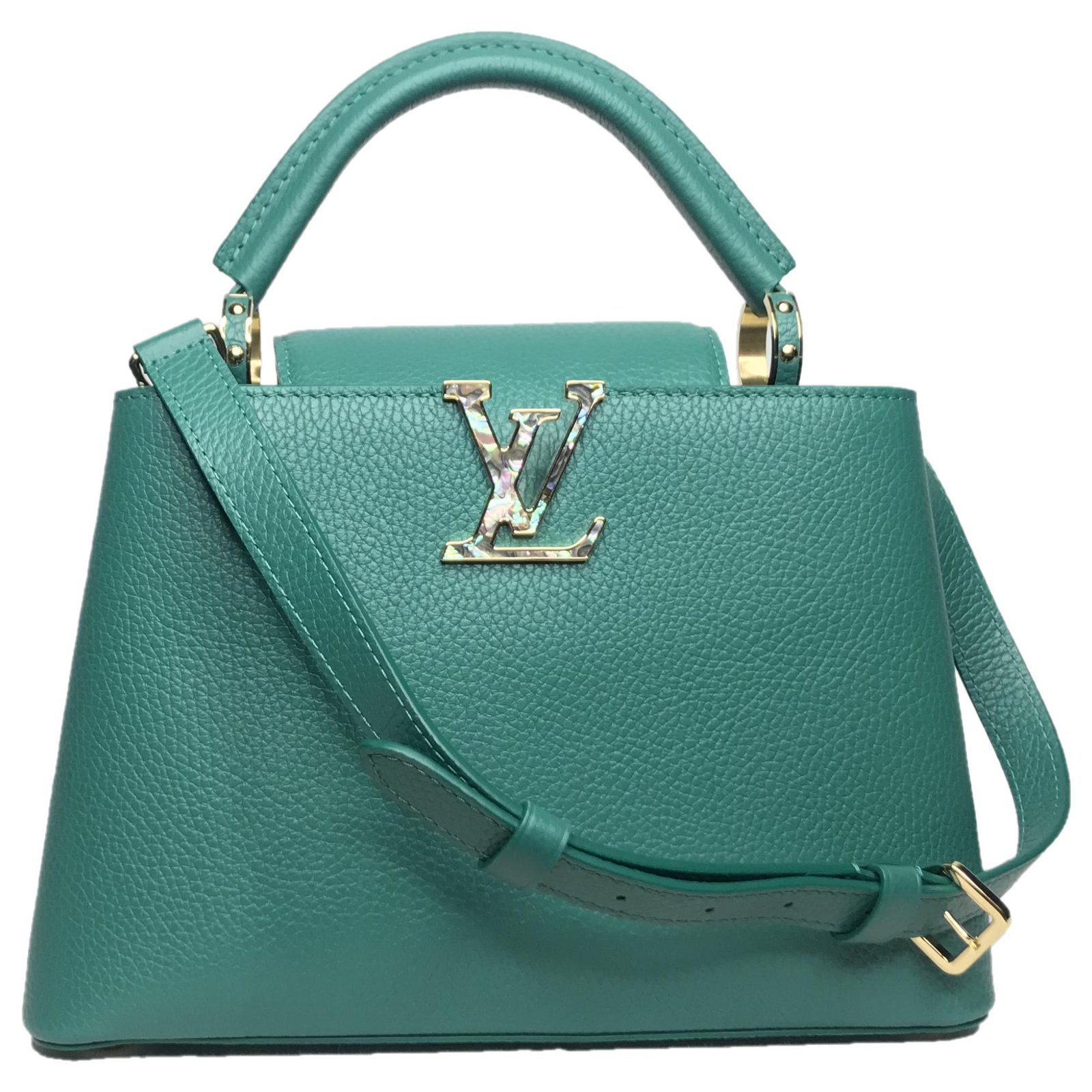 Louis Vuitton Bleu Canard Taurillon Leather Capucines MM Bag