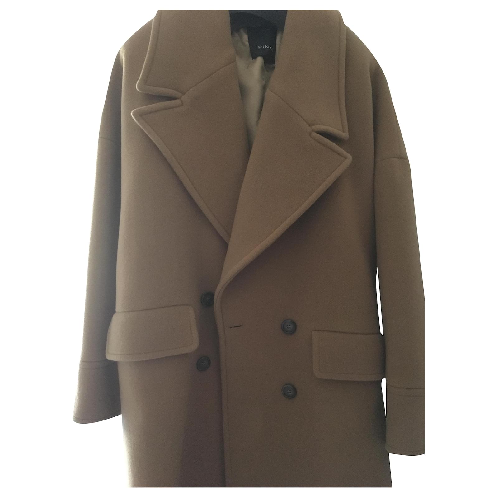 Womens Coats Pinko Wool Coat PINKO Double-breasted Coat Grey