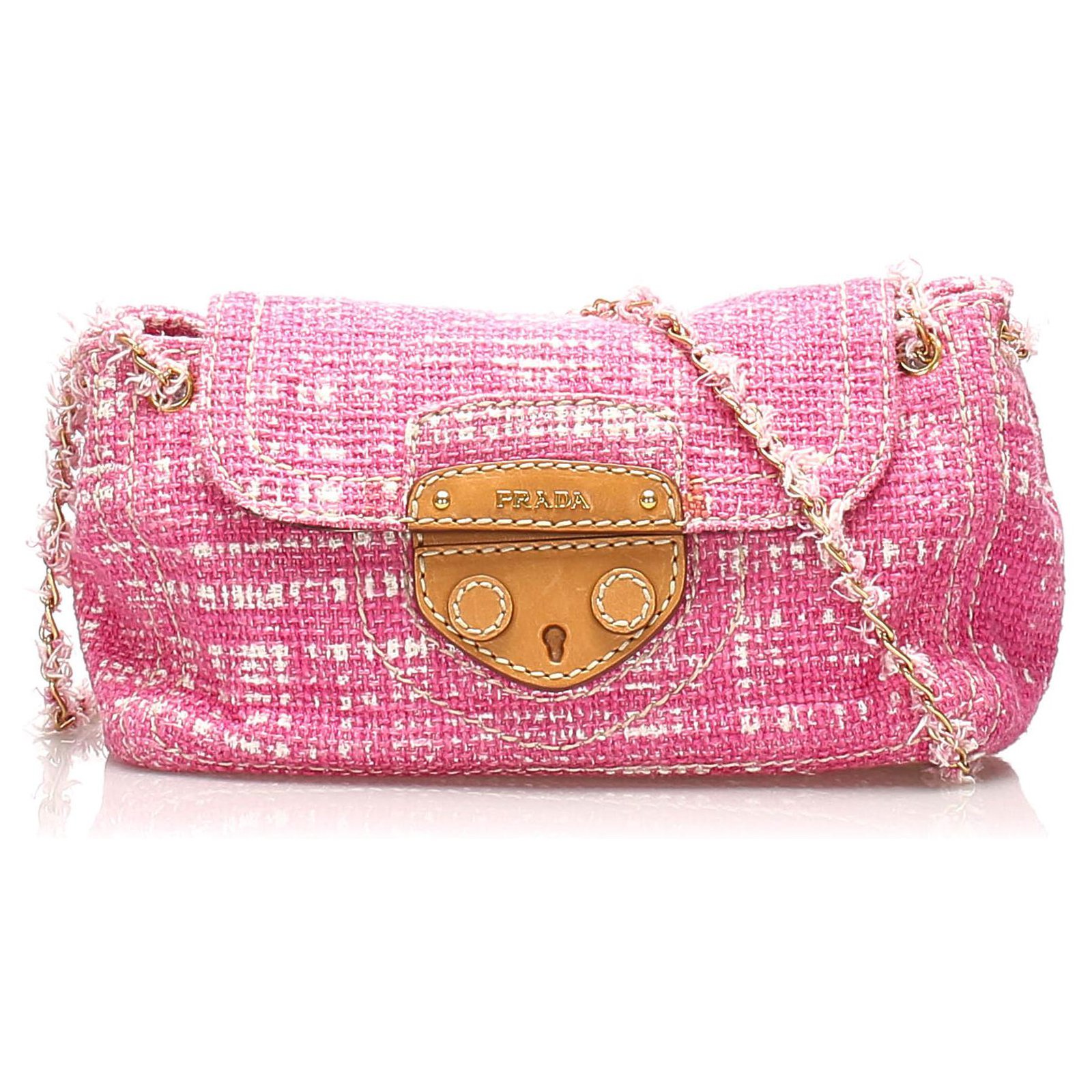 Vintage Prada Pink Perforated Barrel Shoulder Bag – Treasures of NYC
