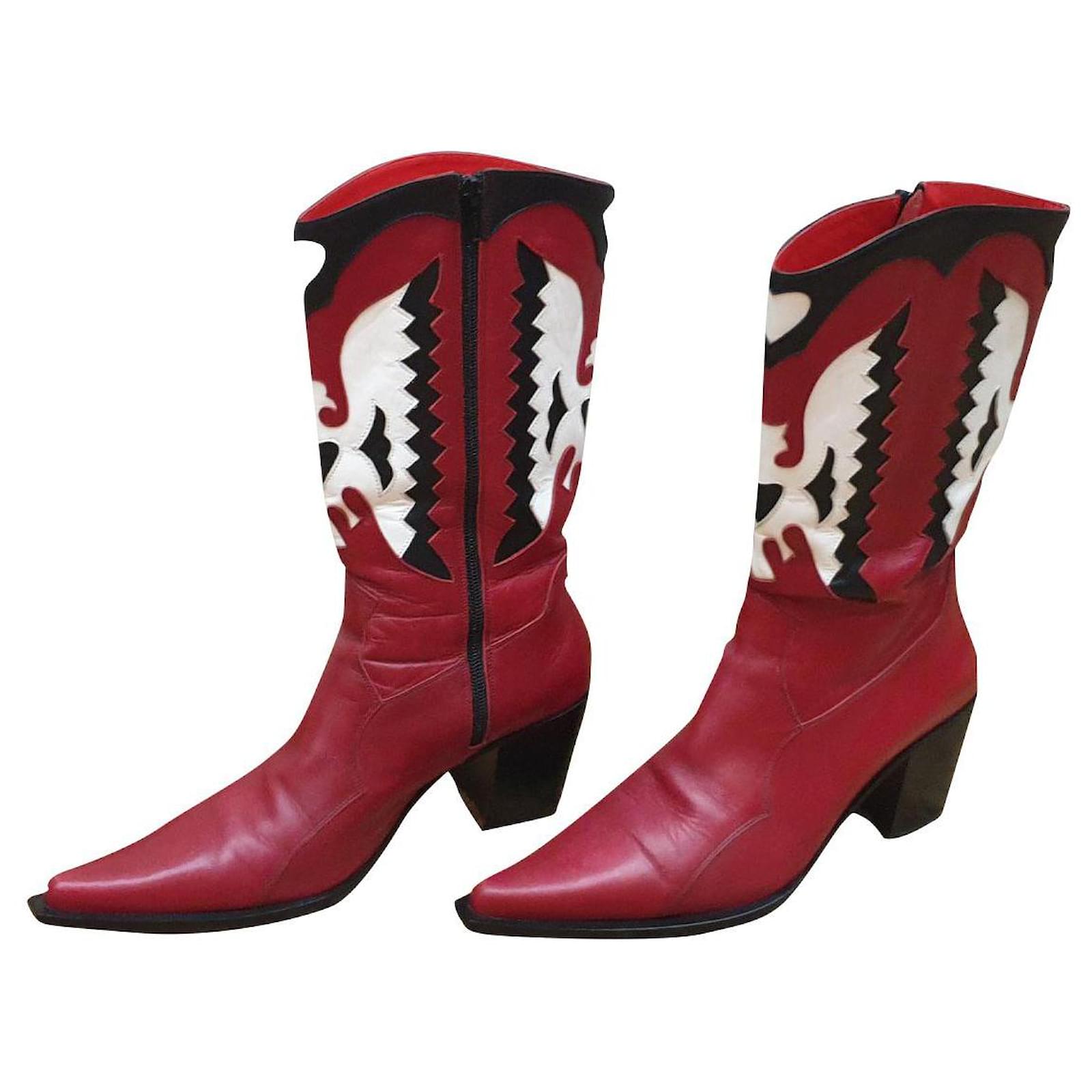 Luciano Padovan Botas de montar tejanas rojas Blanco Cuero ref
