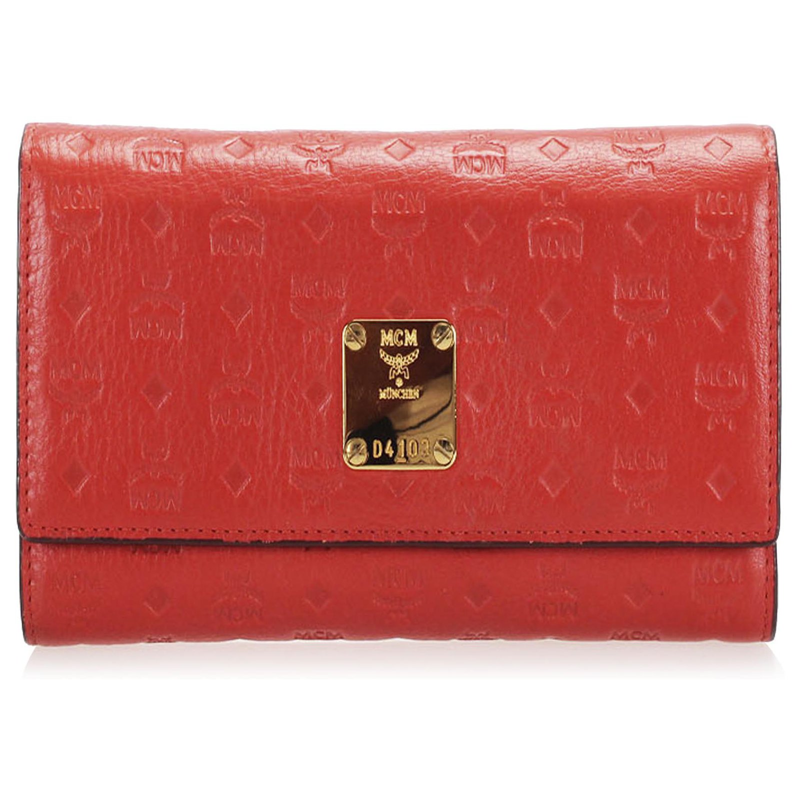 red mcm wallet