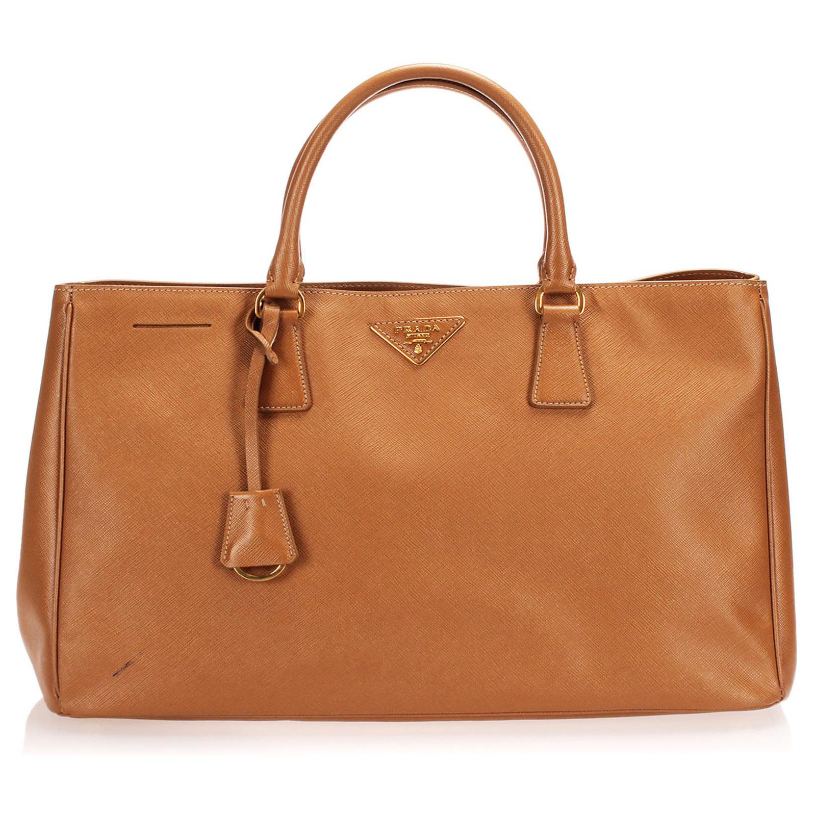 Prada Saffiano Galleria Handbag Brown Leather Pony-style calfskin