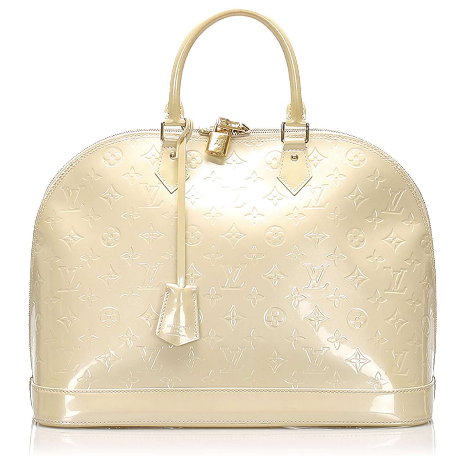 Louis Vuitton White Vernis Alma GM Leather Patent leather ref