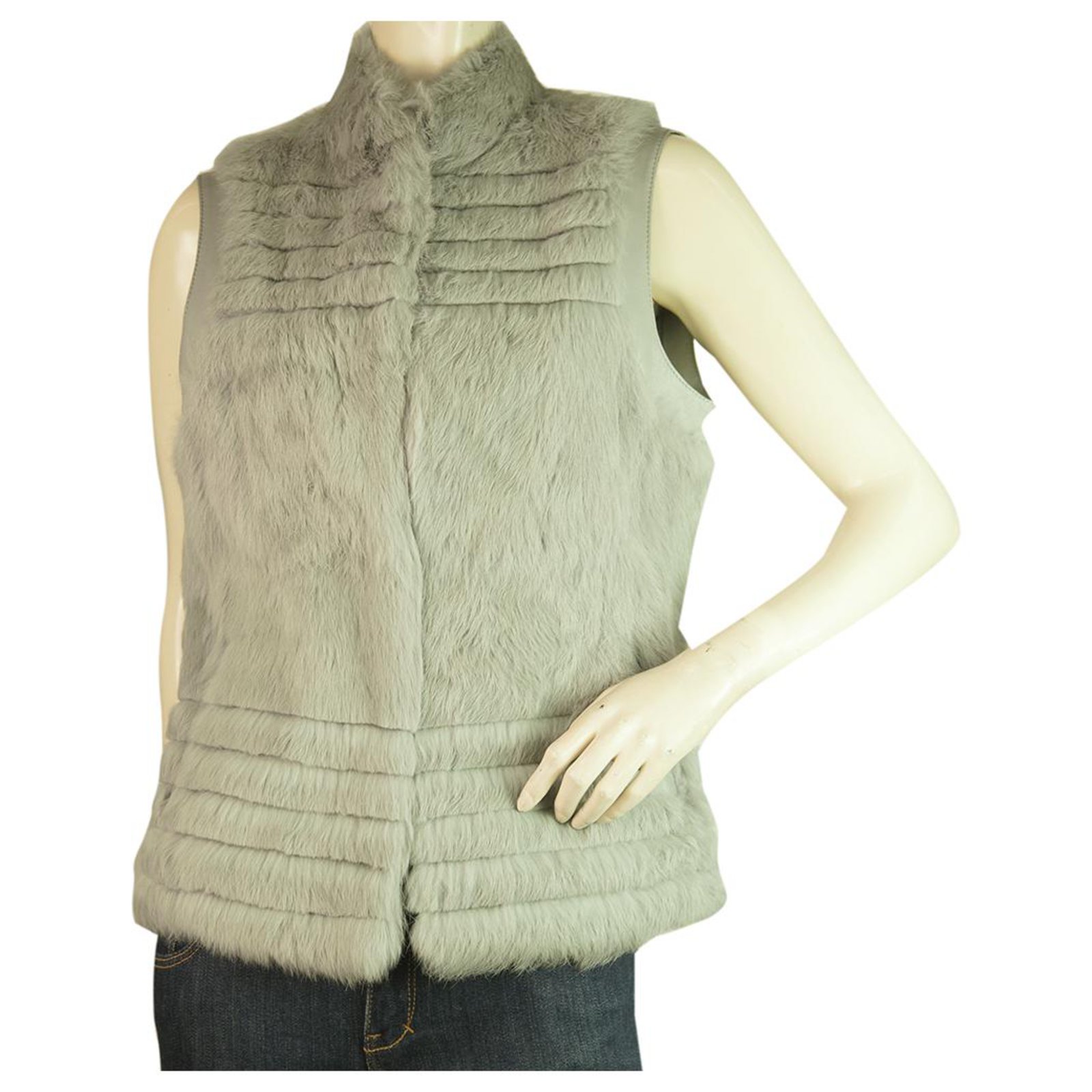 Autre Marque Jo Peters Gray Rabbit Fur & Lambskin Warm Winter Top Gillet  Vest Size M Grey ref.256005 - Joli Closet