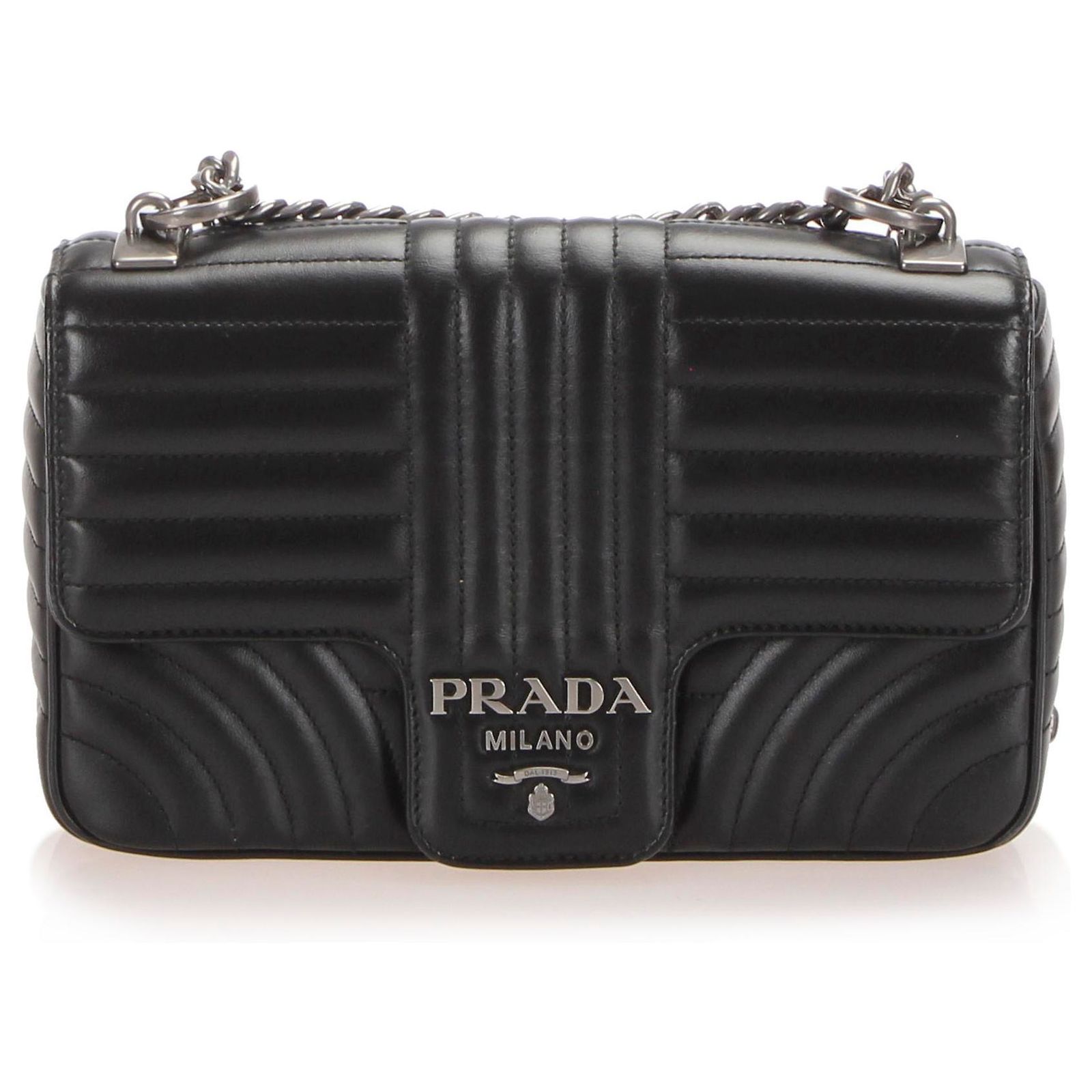 Prada Black Diagramme Leather Shoulder Bag Ponystyle calfskin ref