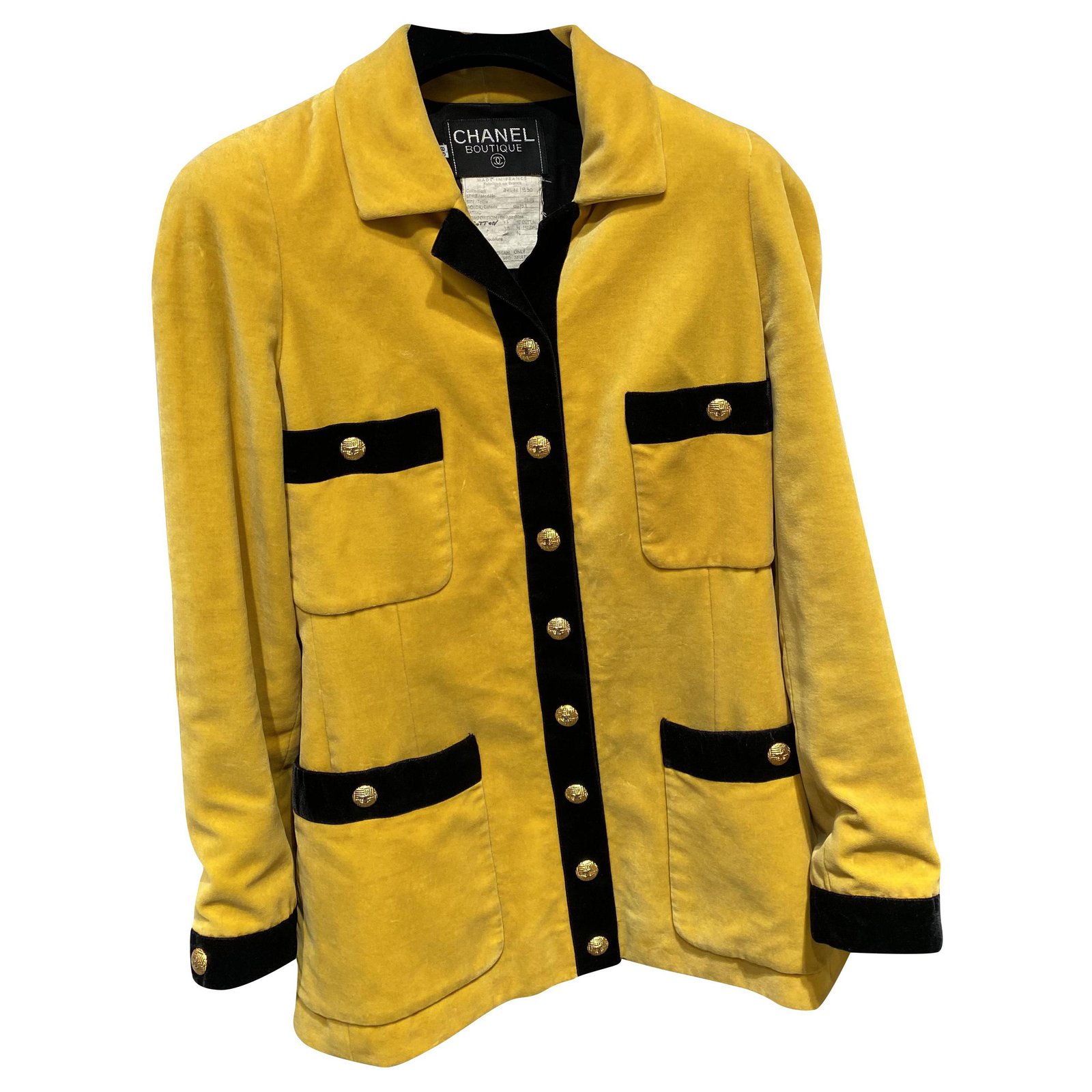 Chanel Jackets Black Yellow Cotton ref.256438 - Joli Closet