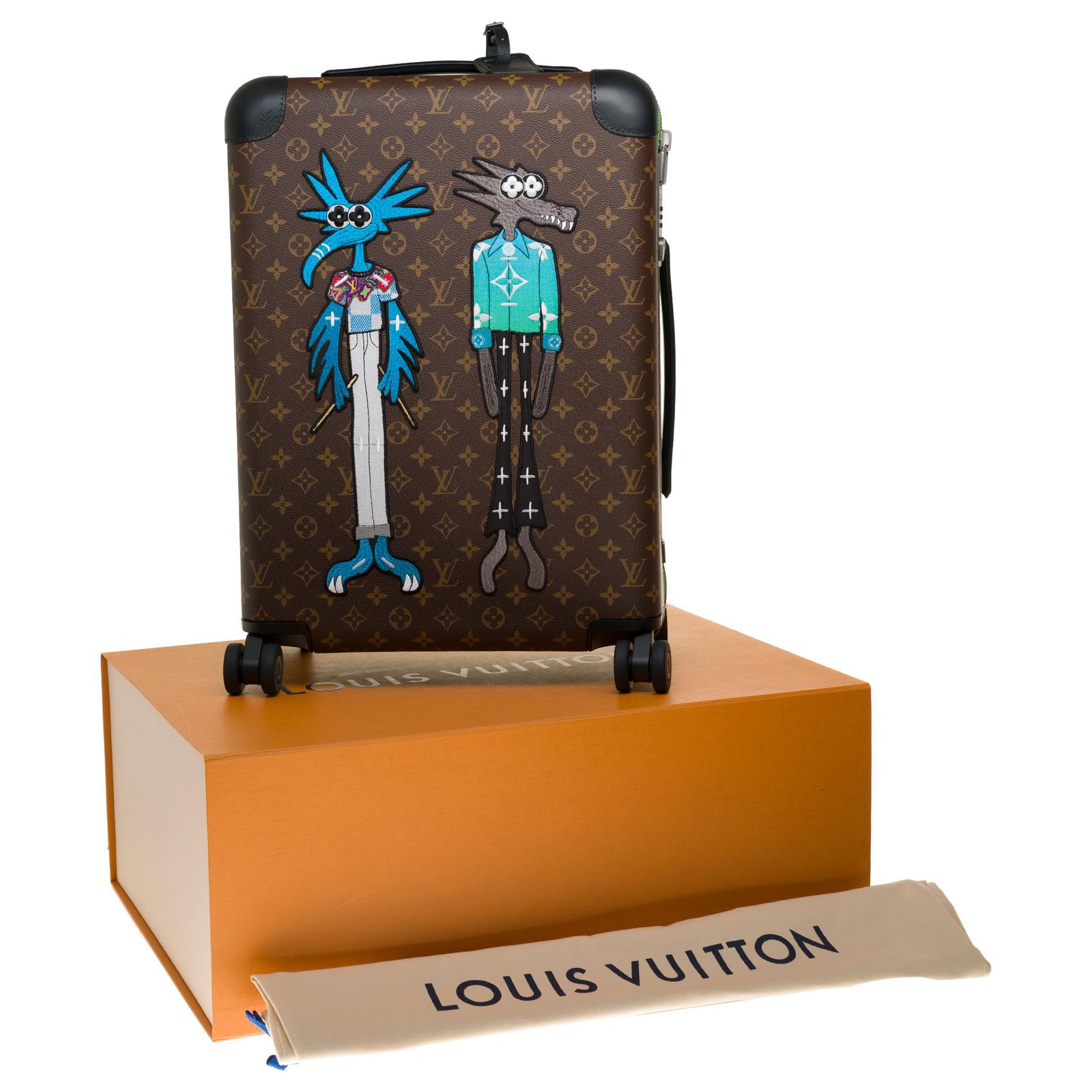New / Limited edition / Spring-Summer men's fashion shows 2021/ Louis  Vuitton Horizon suitcase 55 Friends Brown Black Green Leather Cloth  ref.257127 - Joli Closet