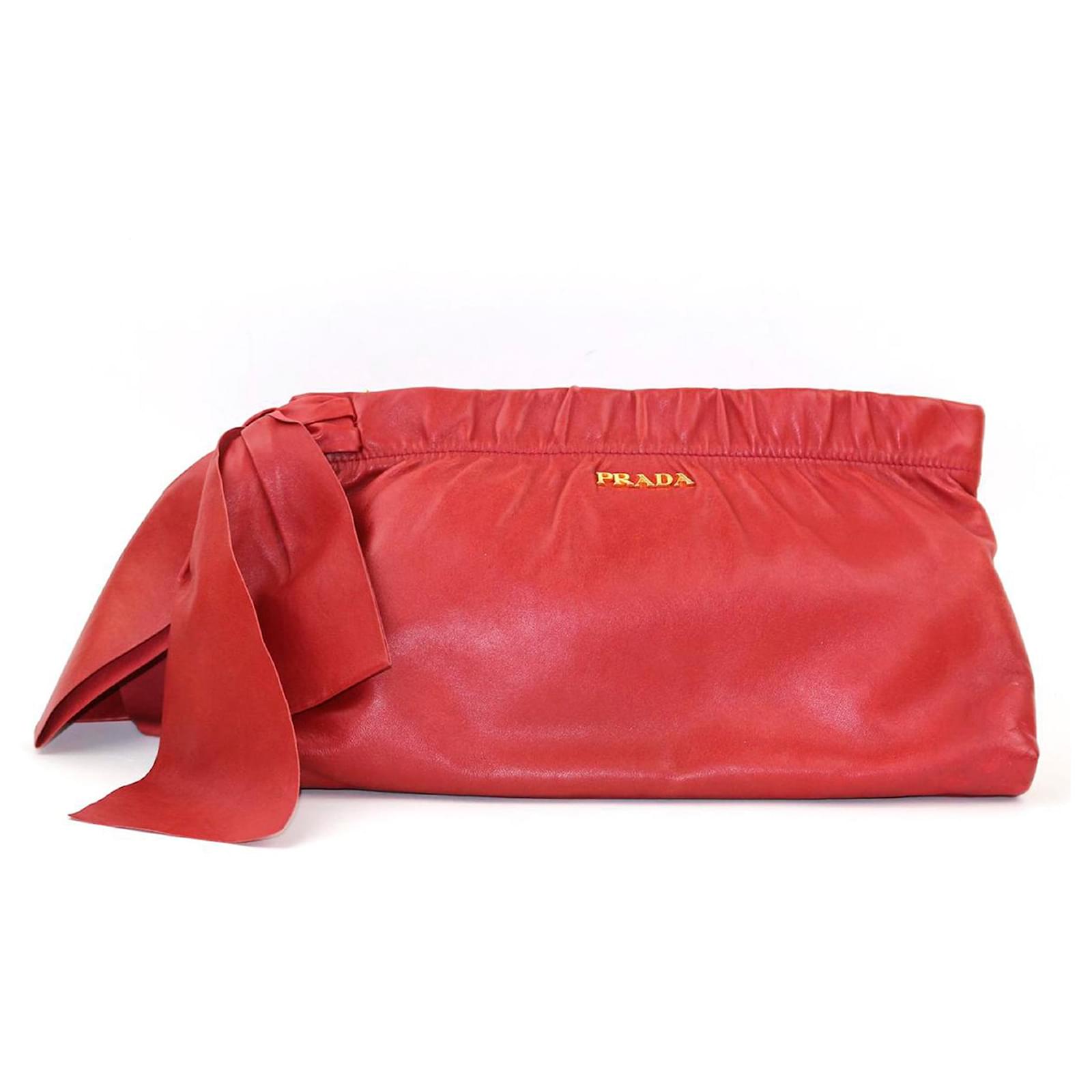 prada red clutch