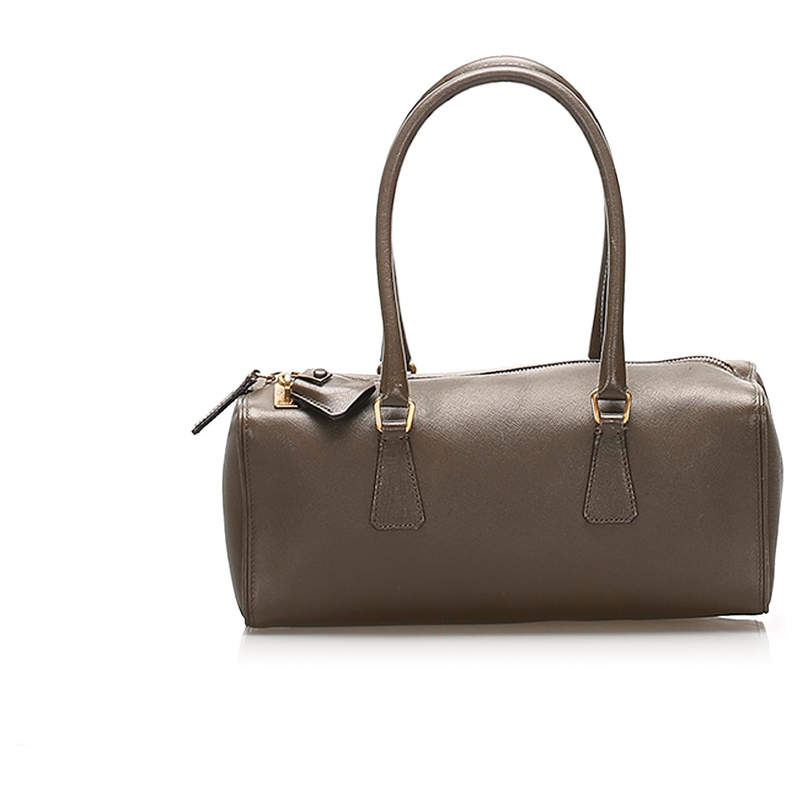 Prada Brown Saffiano Boston Bag Leather Pony-style calfskin