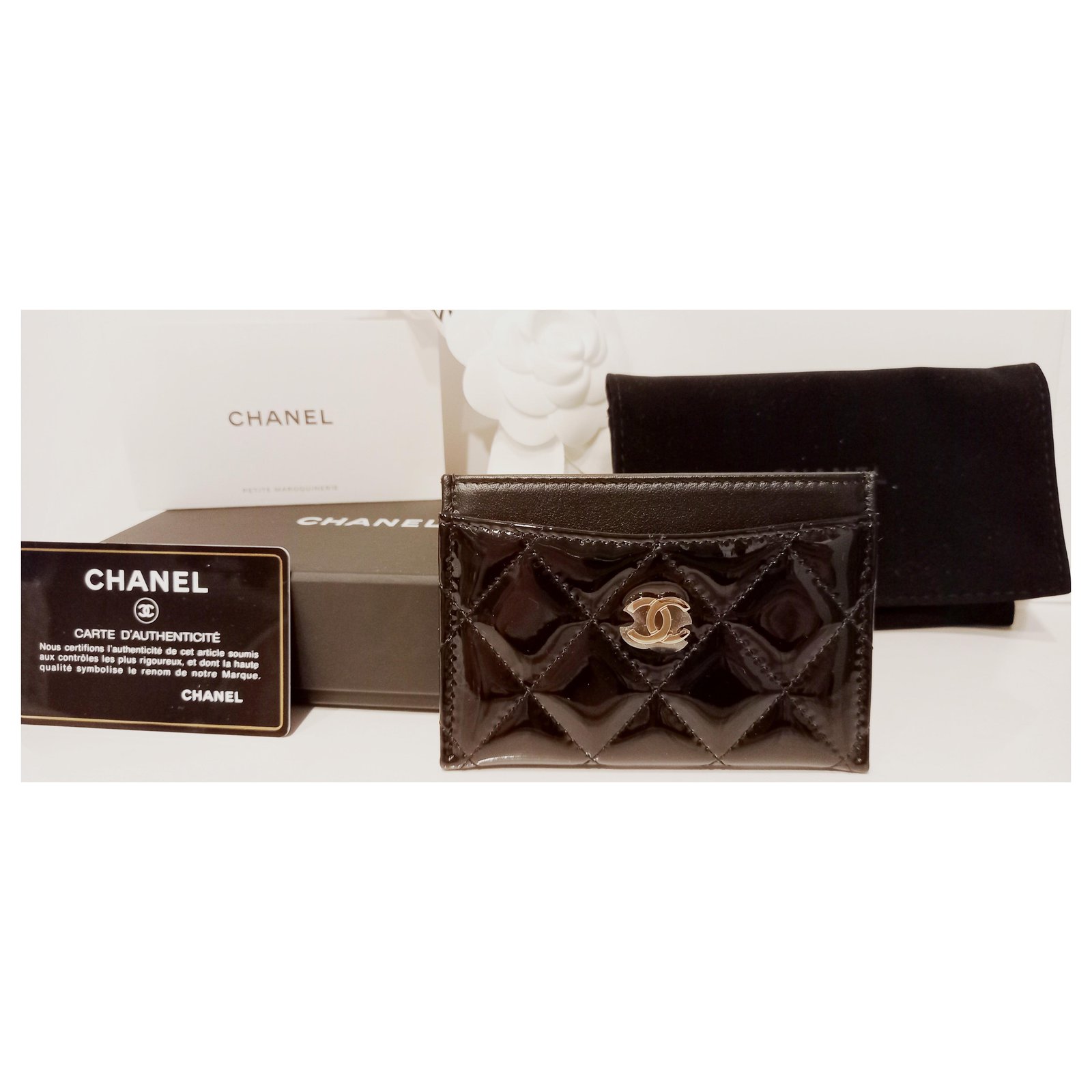 Chanel Classic card holder Black Patent leather ref.257654 - Joli Closet