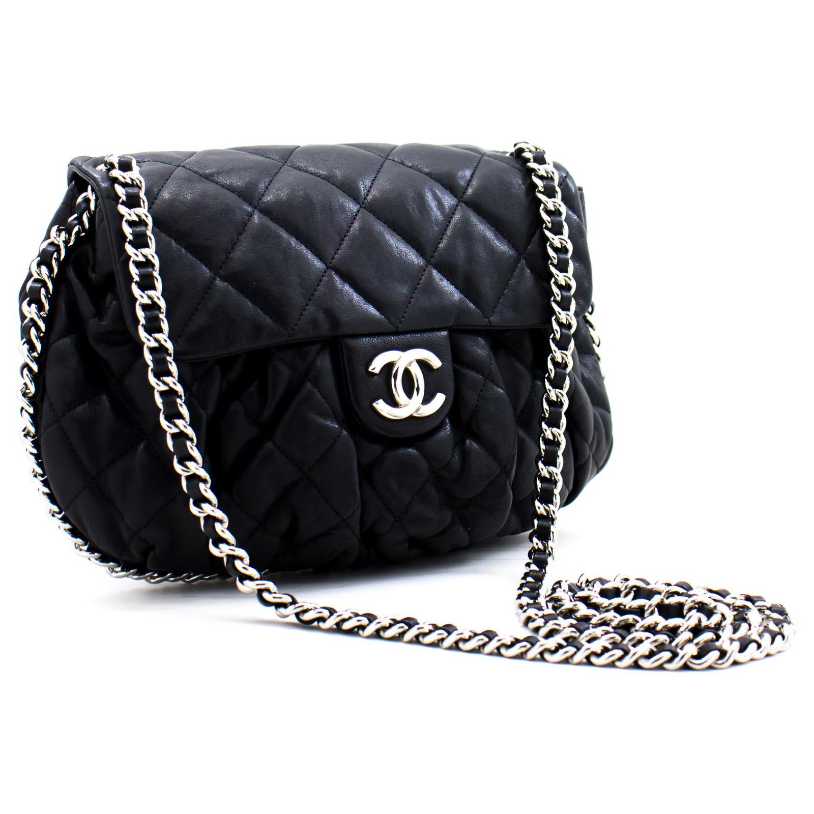 CHANEL Chain Around Shoulder Bag Crossbody Black calf leather Flap  ref.257690 - Joli Closet