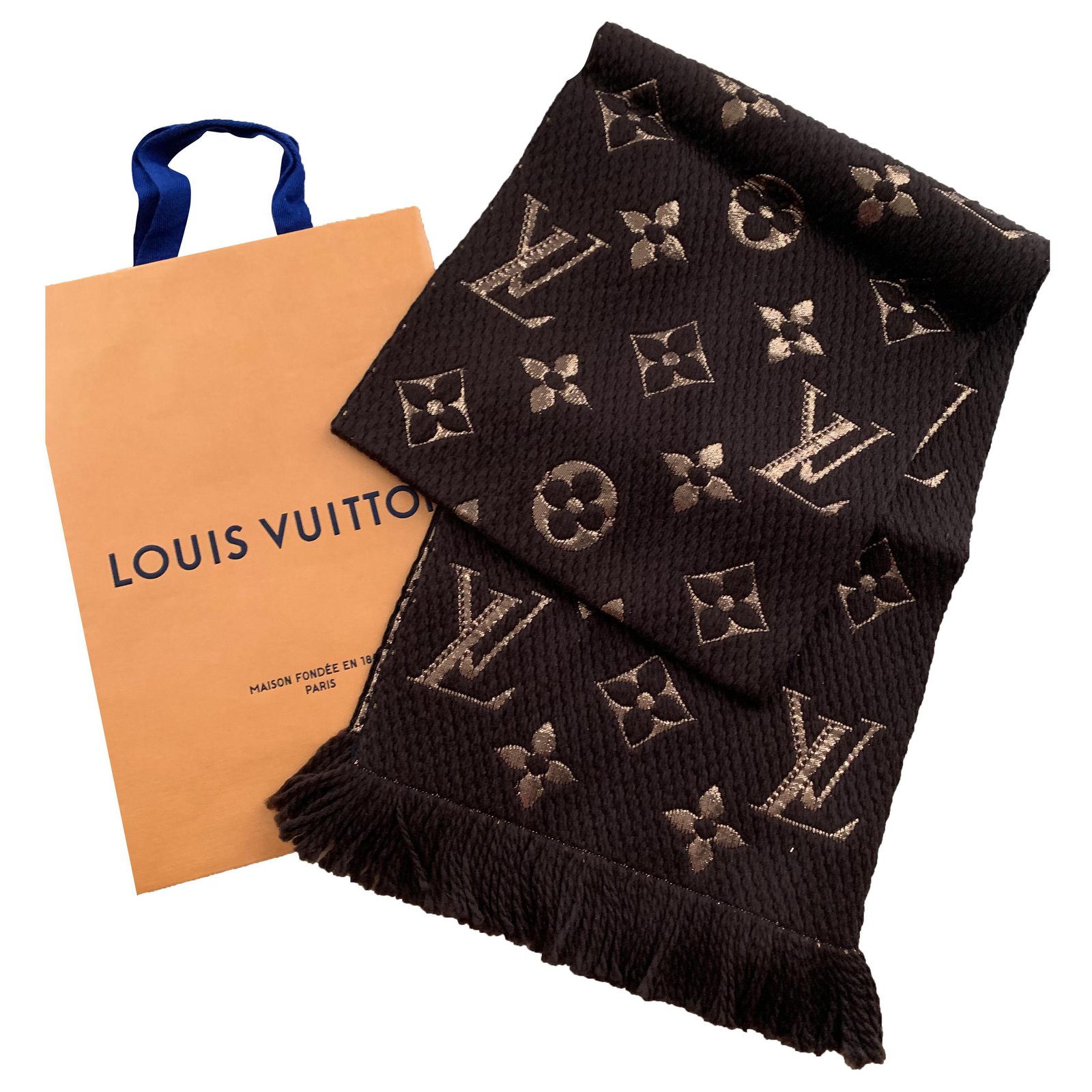 Logomania wool scarf Louis Vuitton Brown in Wool - 31198168
