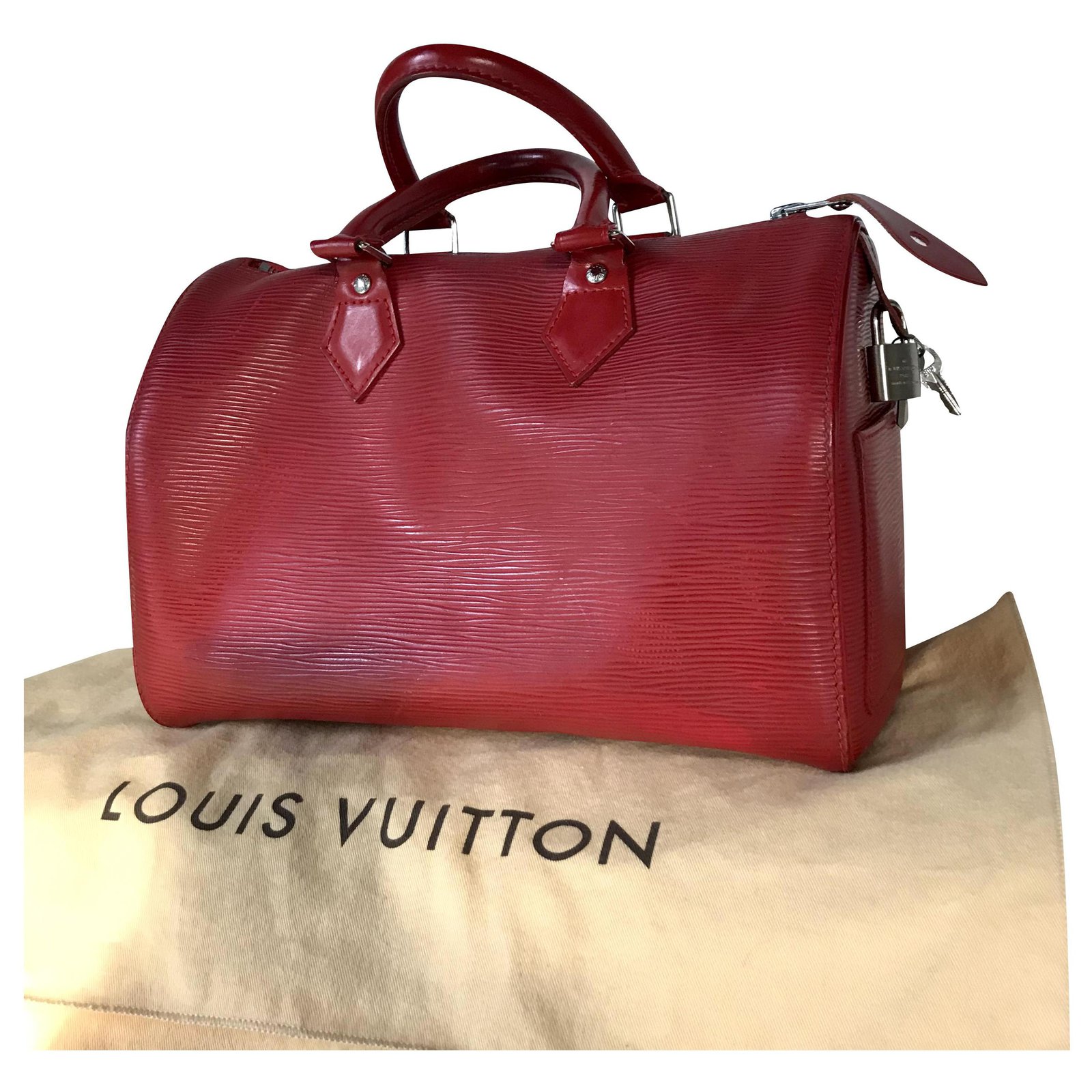 Louis Vuitton Red Epi Leather Speedy 30 Handbag