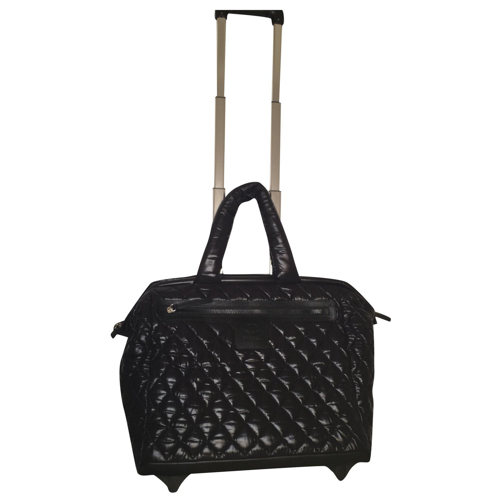 Cocoon Chanel Travel bag Black Silver hardware Polyester Linen  -  Joli Closet