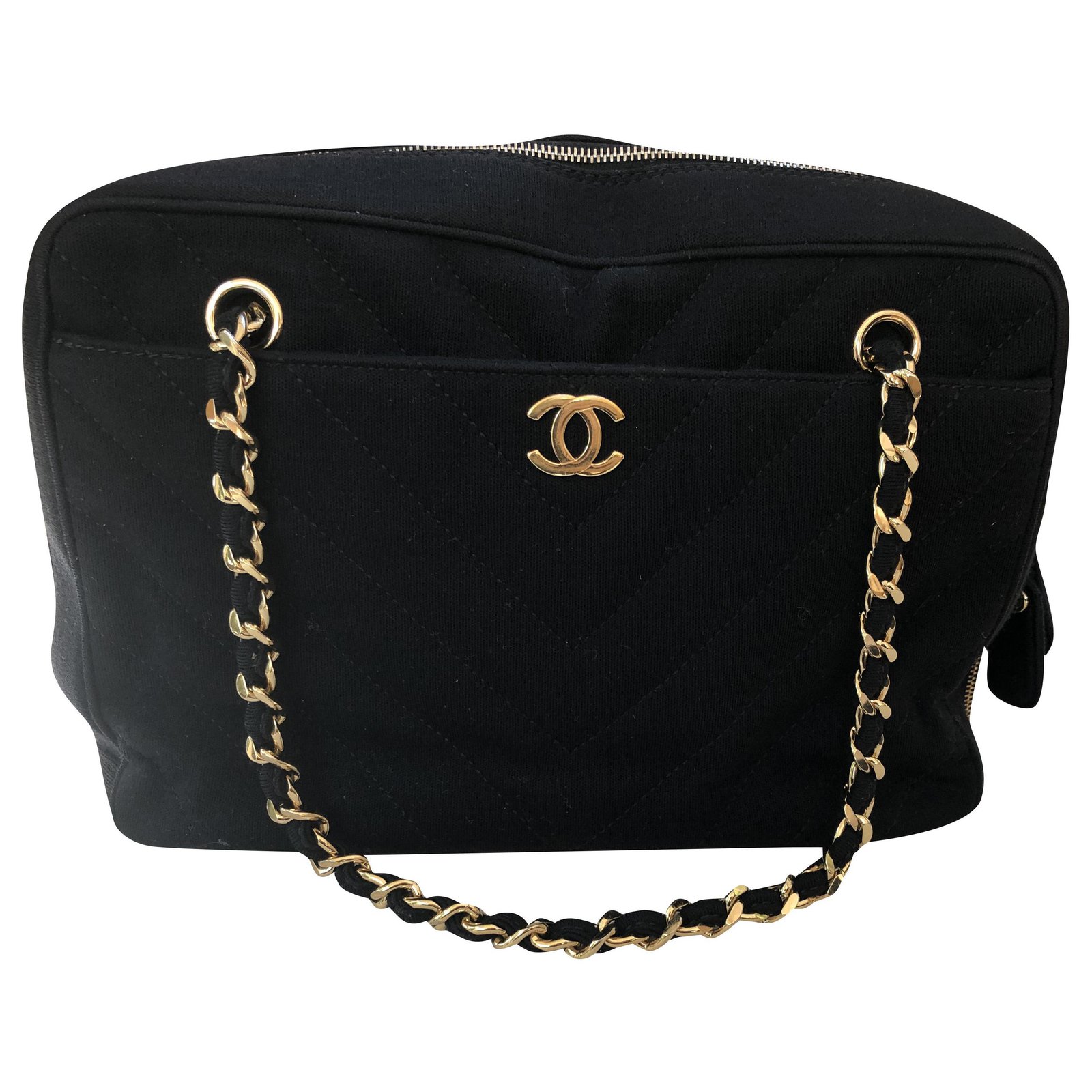 Chanel Fabric Camera Bag Black Cloth ref.258275 - Joli Closet