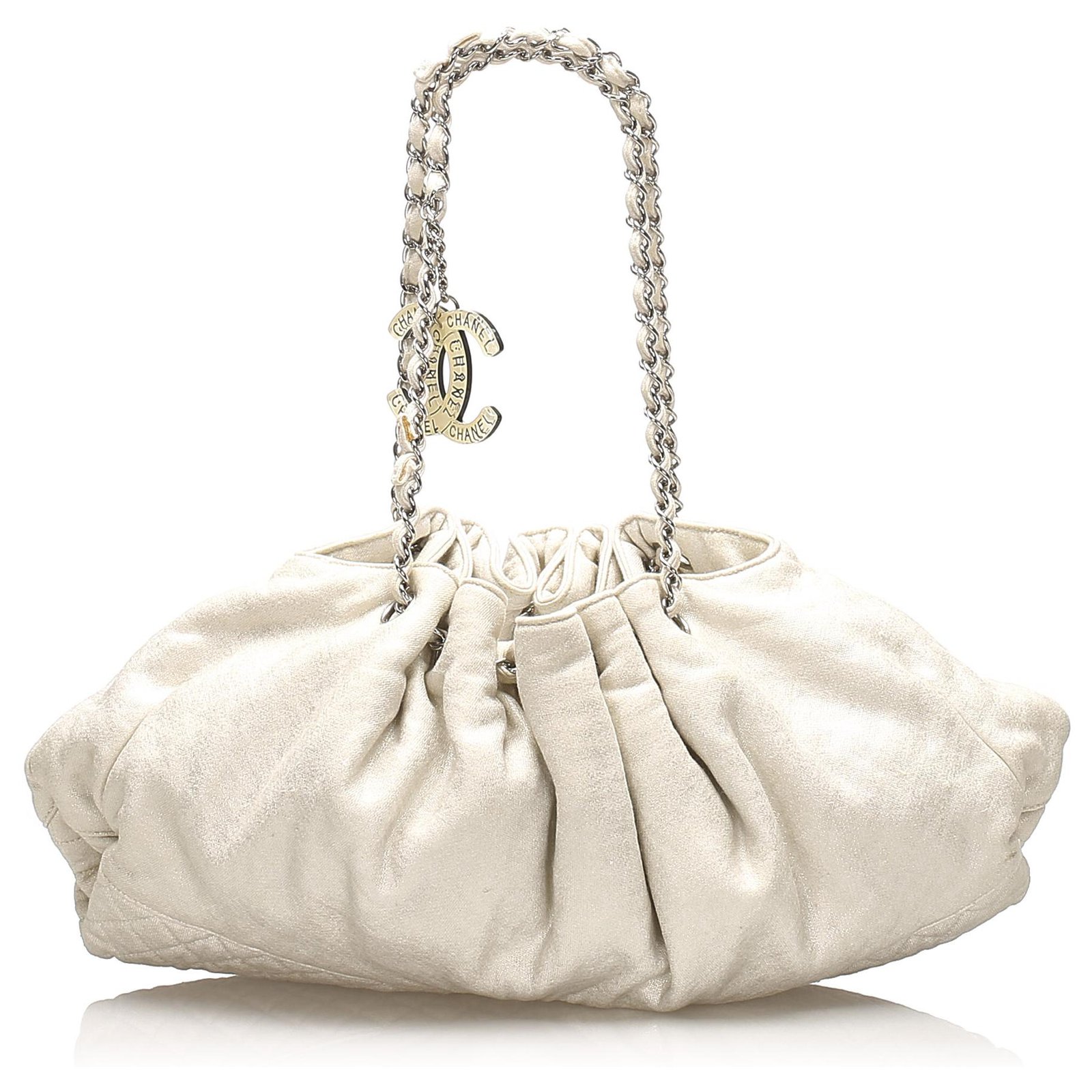 Chanel White Melrose Cabas Cotton Shoulder Bag Cream Cloth ref