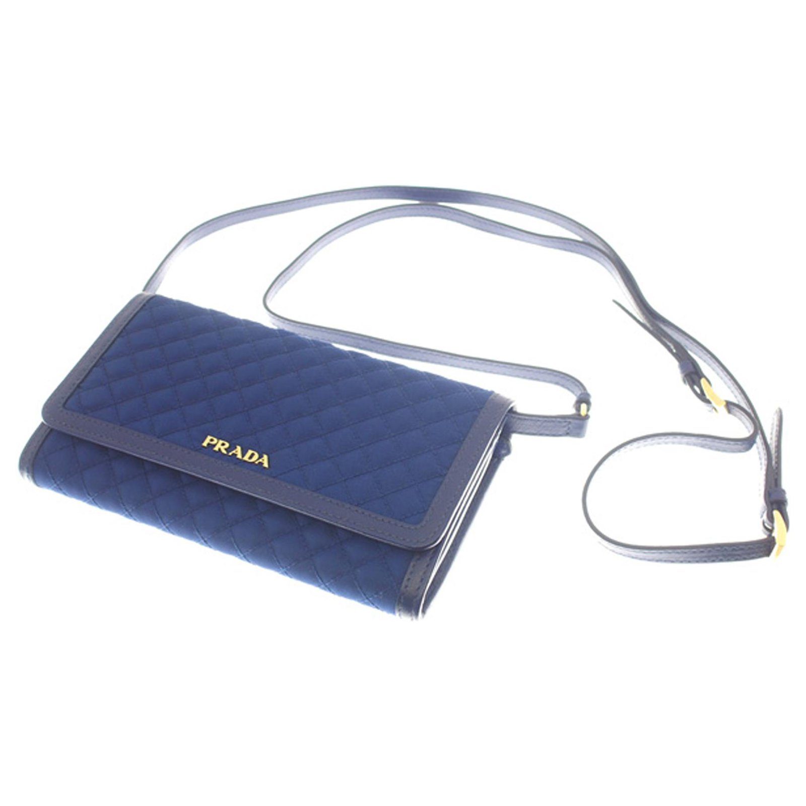 Prada Blue Impuntu Tessuto Wallet on Strap Nylon Cloth ref.1026586