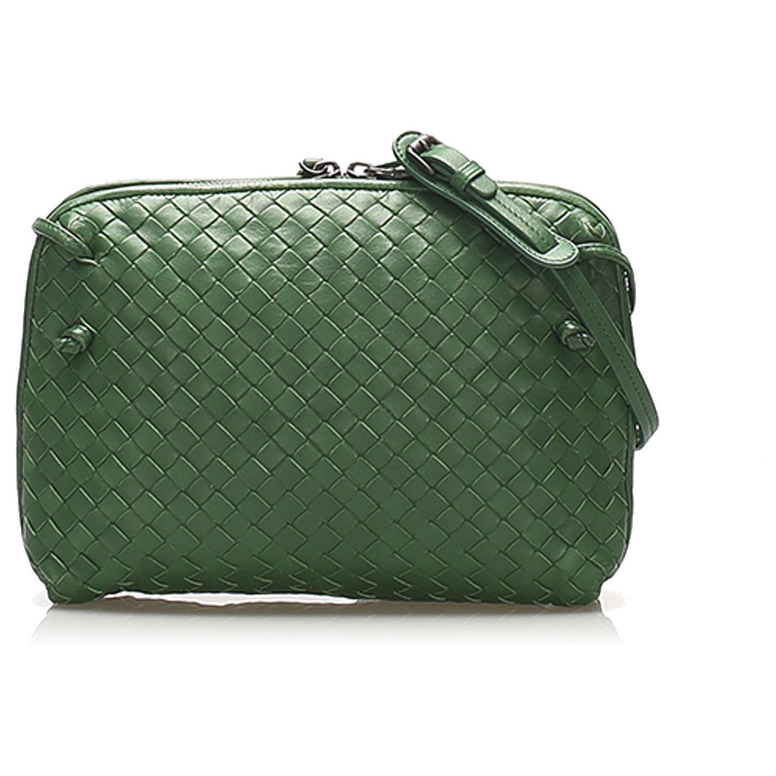 Bottega Veneta Green Intrecciato Nodini Crossbody Bag Leather Pony-style  calfskin ref.258359 - Joli Closet
