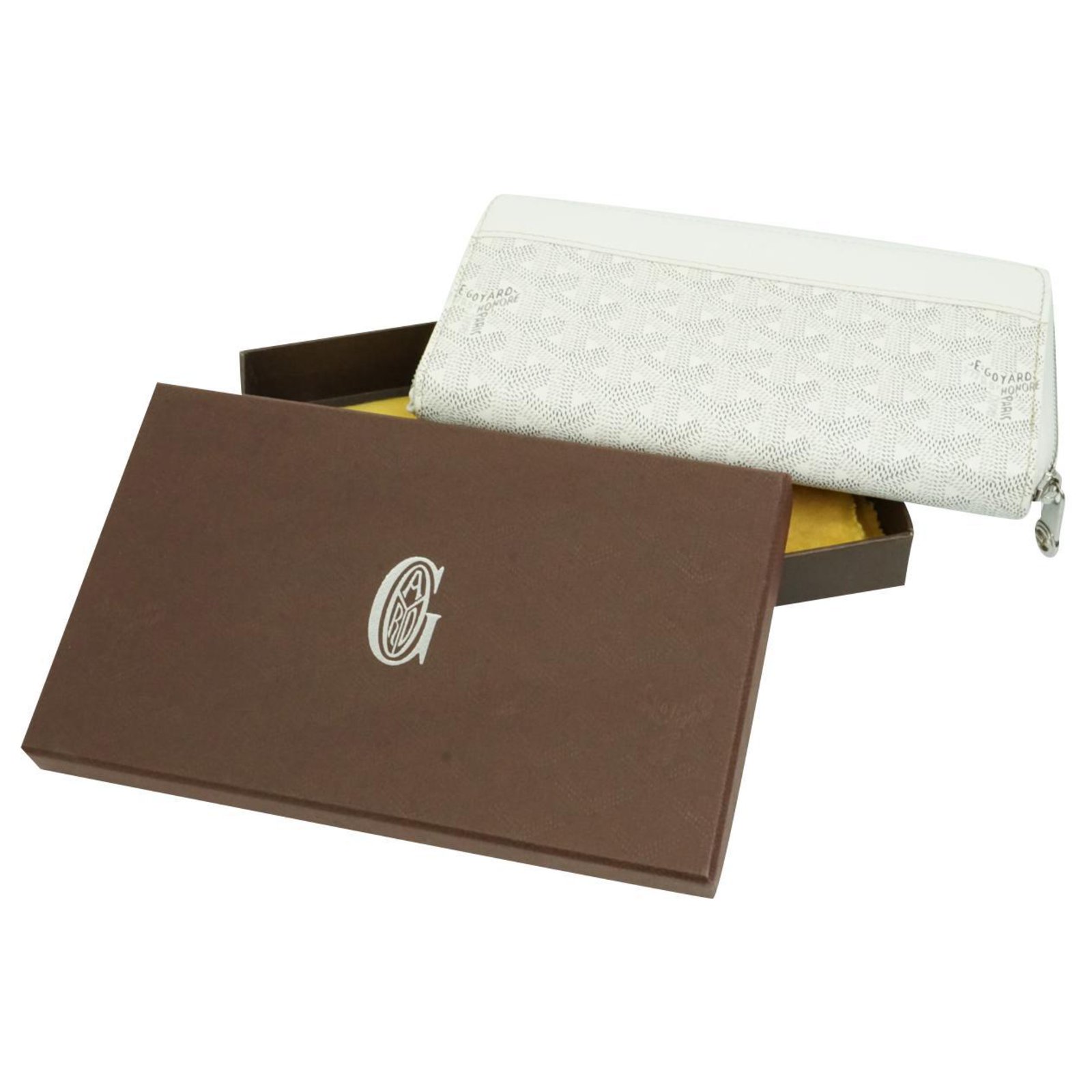 Goyard White Yellow Interior Signature Logo Matignon APM Zip GM