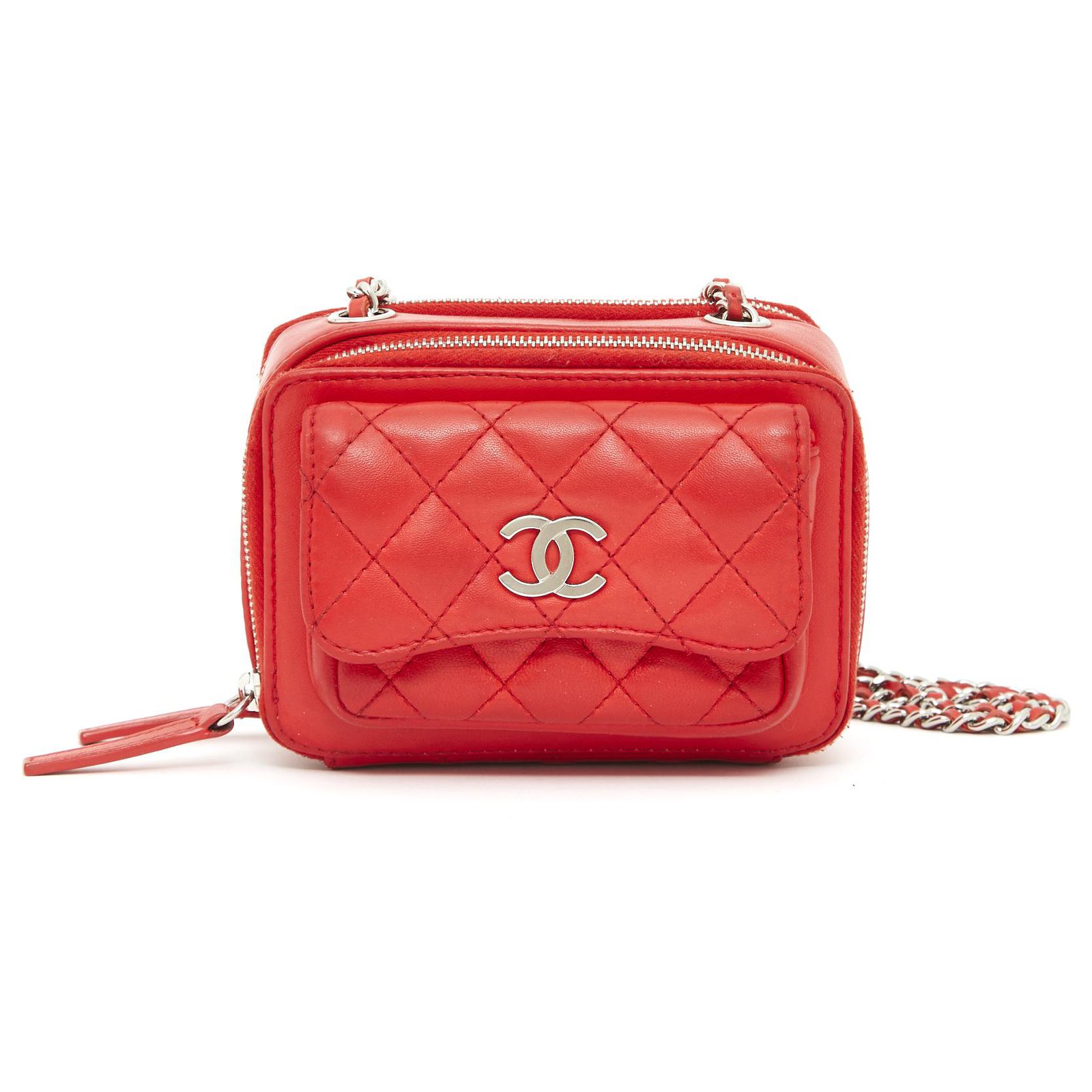 Chanel MINI TIMELESS CLASSIC CORAL RED Silver hardware Leather ref.259362 -  Joli Closet